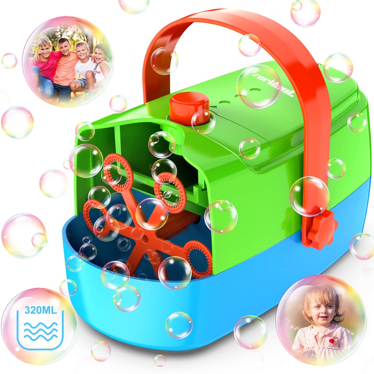 HotZerhunt Durable Bubble Machine for Party: 3 Power Modes for Non-Stop Fun - 18000+ Bubbles Per Minute High Output 30 Mins Bubbles per Refill - Kids Safe Auto-Stop for Outdoor Backyard Birthday