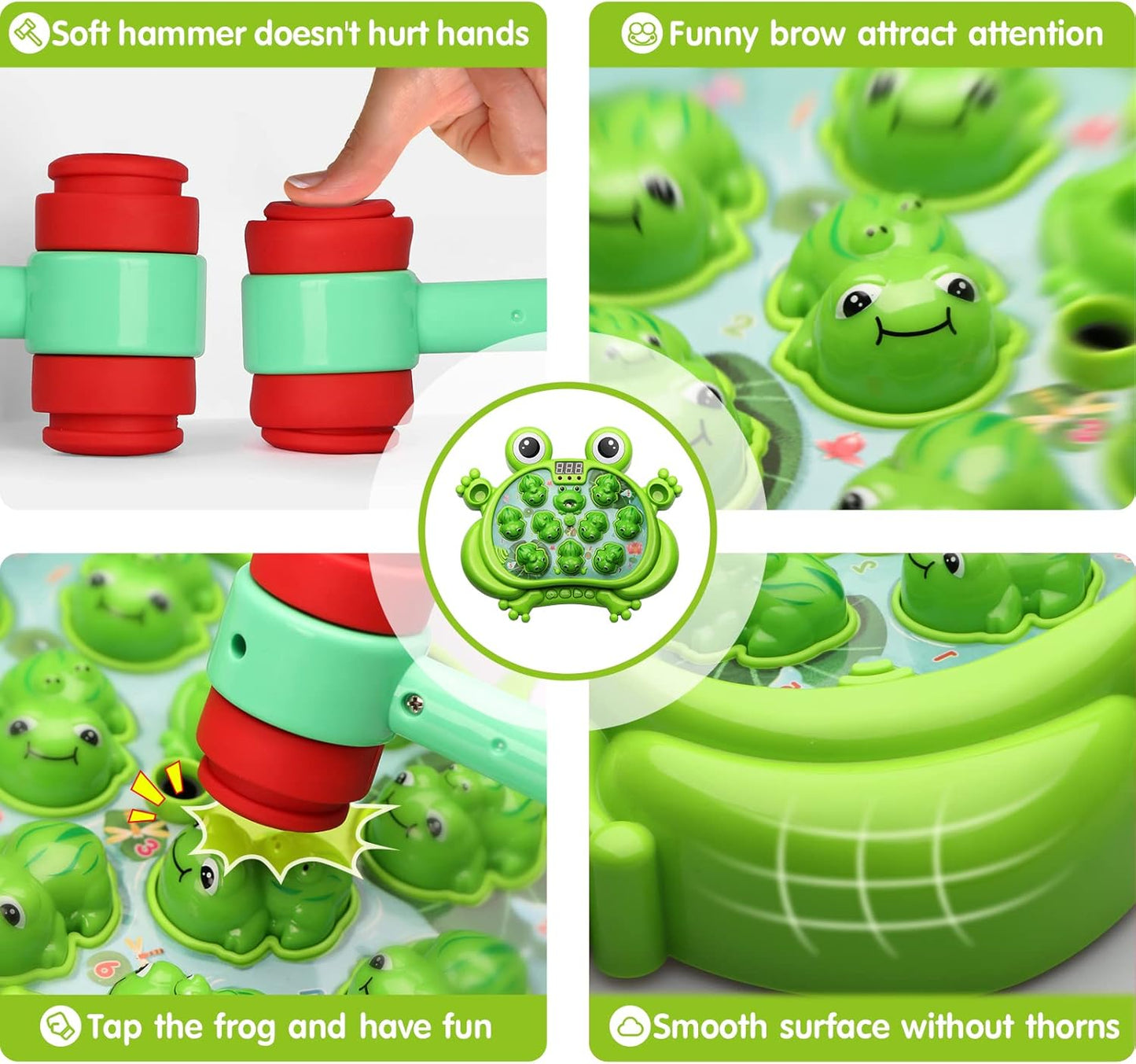 HotHopeRock Toys for 2 3 4 5 Year Old Boy,Toddler Toys Age 2-4, Whack A Frog Game,with 5 Modes,45 Levels,9 Music Spray and Light-up, Baby Toy Gifts for Early Learning, Birthday Gift for Toddler Boy Toys