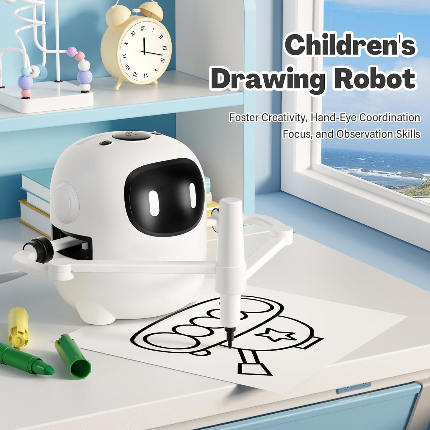 Hot RIVGOT Drawing Robot for Kids with 150 Cards, Voice Interactive Educational Drawing Machine, Montessori Painting Learning Toys for 3 4 5 6 7 8 Year Old Boys Girls Birthday Party