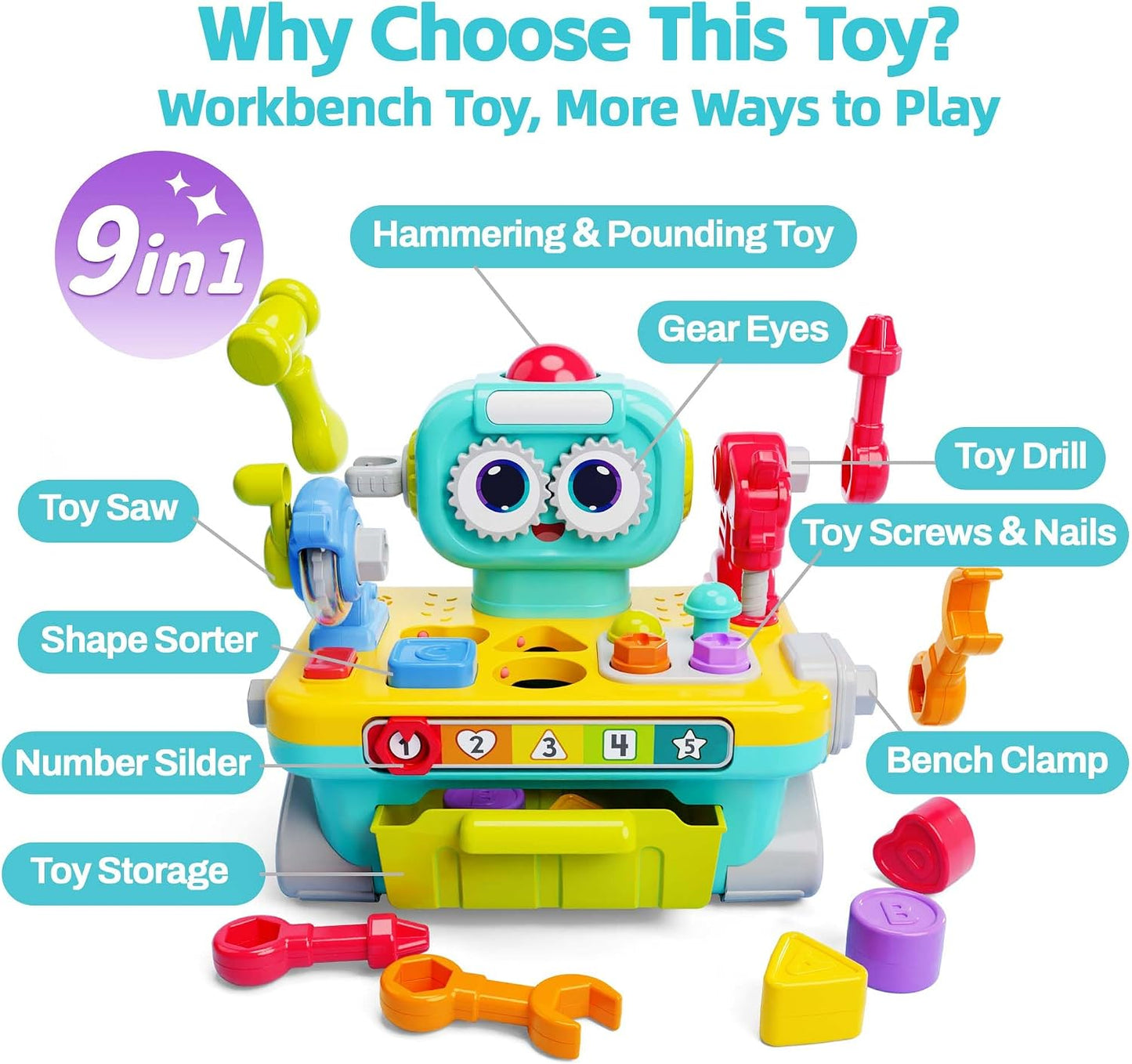 Hot iPlay, iLearn Toddler Musical Workbench Toys for One Year Old Boys, Baby Pretend Play Tool Set, Infant Shape Sorter Activities, Kids Pounding Game, 1st Birthday Gift for 12 18 24 Month Girls Age 1 2 3