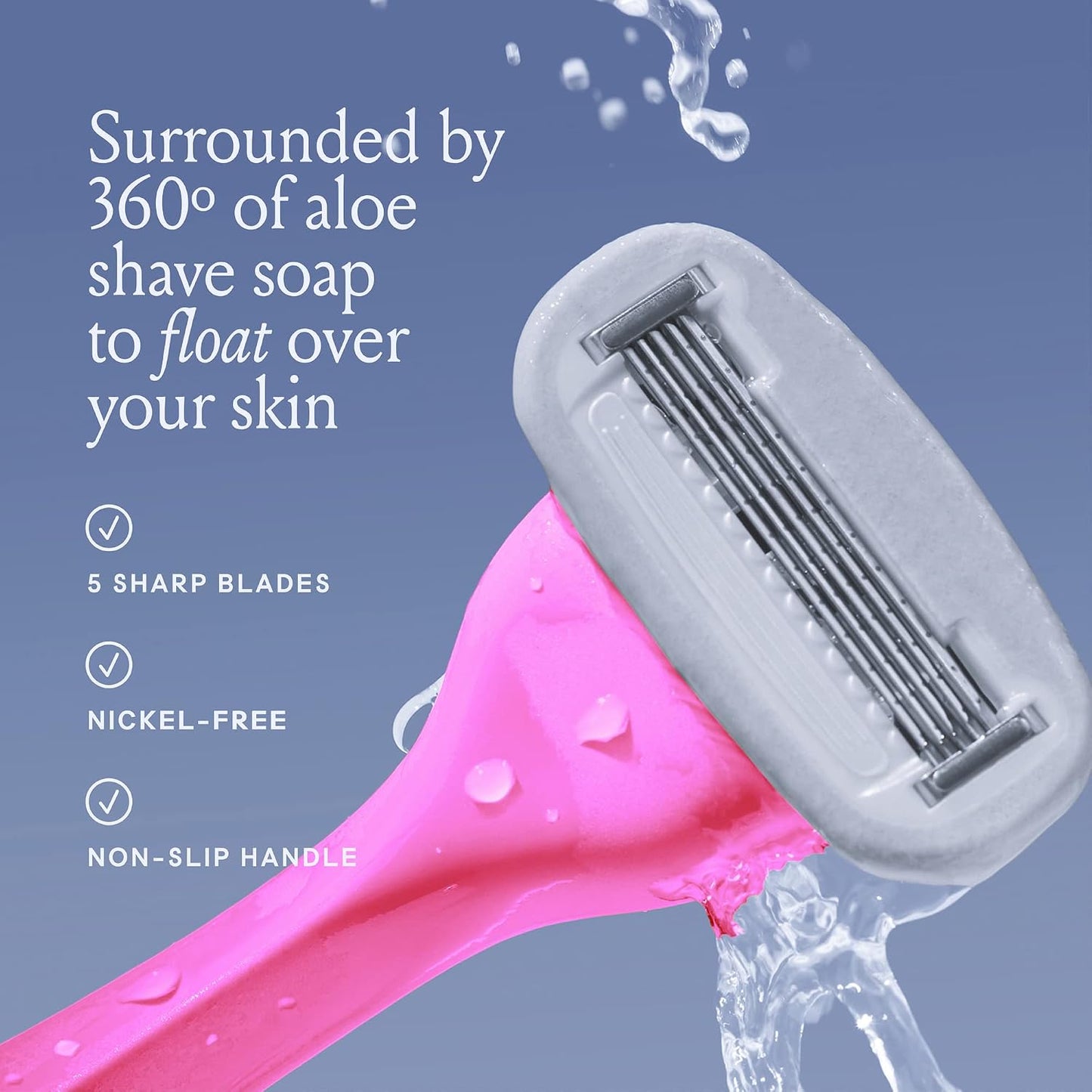 HotBillie Razors for Women Shave Kit – Women’s Razor + 4 x 5-Blade Razor Refills + Magnetic Holder – DreamPop