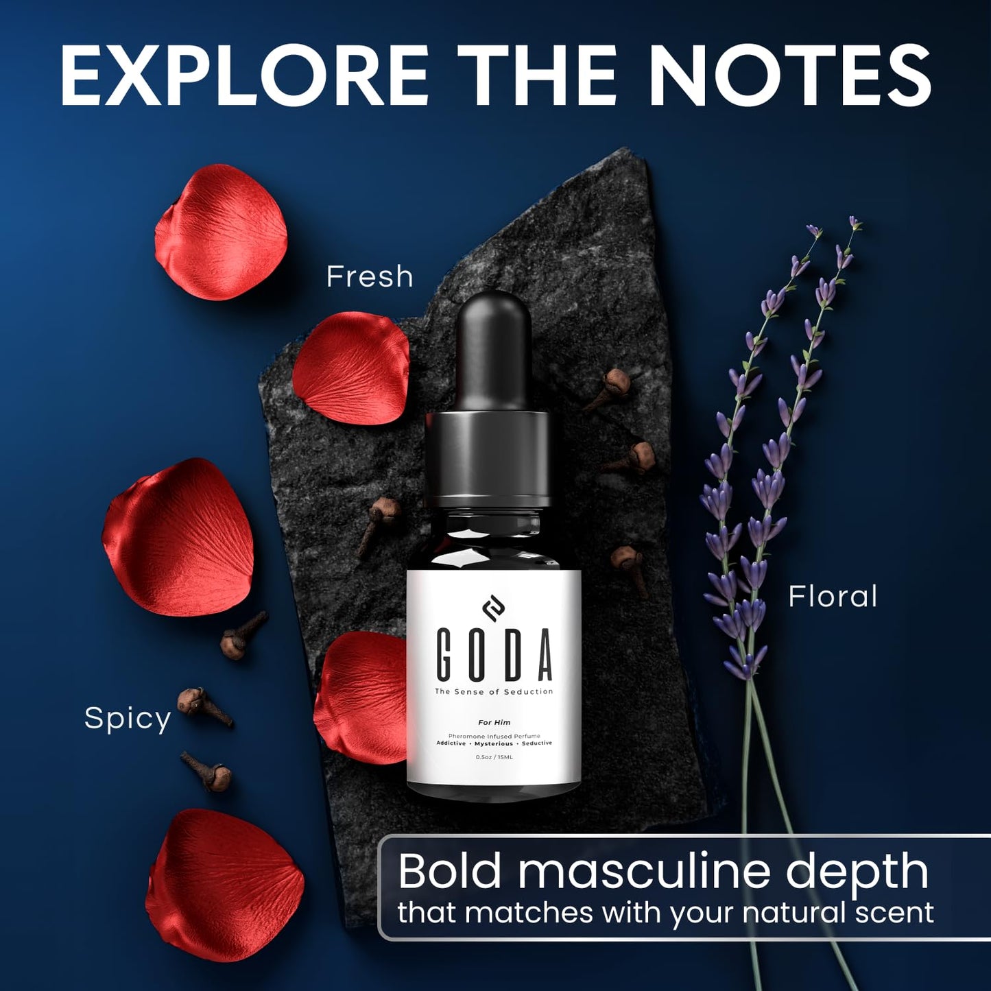 Hot GODA Pheromones Cologne for Men Infused with Real Pheromones – Citrus and Lavender Scent – Sophisticated Fragrance for Confidence and Presence – Perfume for Men – 15ml/0.50 fl oz