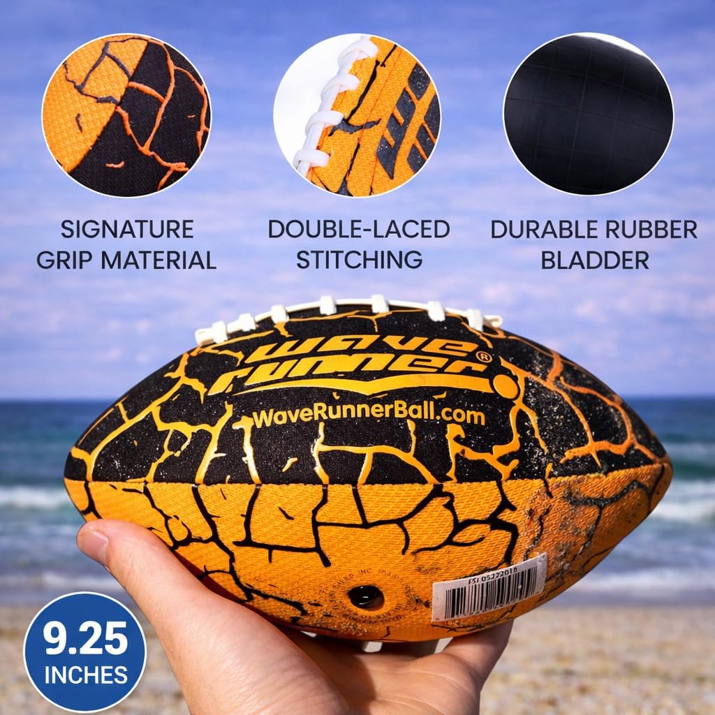 HotWave Runner Water Football for Pool and Beach | Waterproof Football for Outdoor Games for Adults, Teens, and Kids - Lightweight Pool Toys, Easy Wet Grip, Outdoor Summer Toy