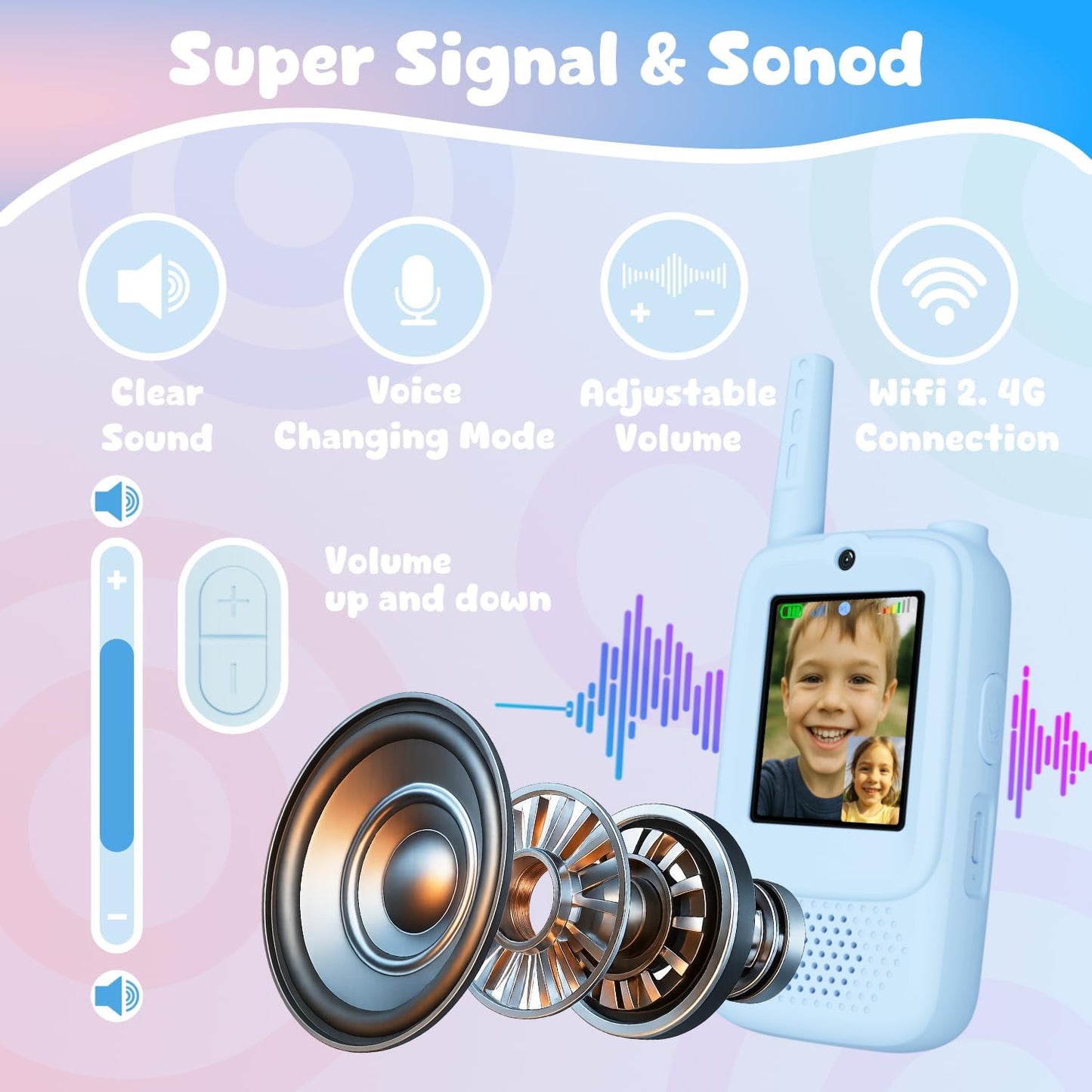 Hot Video Walkie Talkies for Kids, Handheld 2 Pack Rechargeable Video Walkies Talkies, Indoor Outdoor Toys Christmas Birthday Gifts for Age 3-12 Year Old Girls Boys (Blue & Pink)
