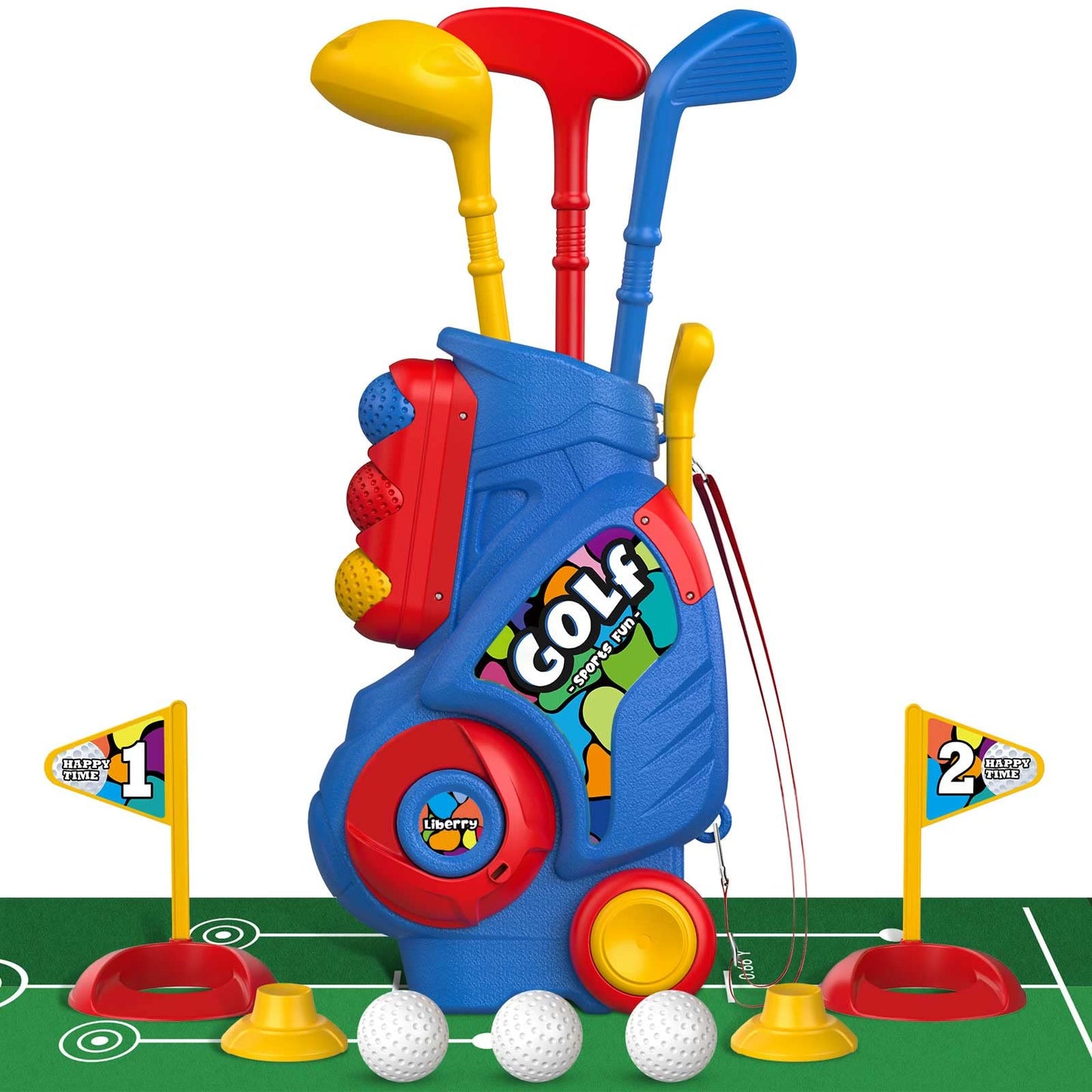 Hot Liberry Toddler Golf Set, Upgraded Kids Golf Cart with Unique Shoulder Strap Design, Indoor Outdoor Sports Toys Gifts for Boys Girls 1 2 3 4 Years Old