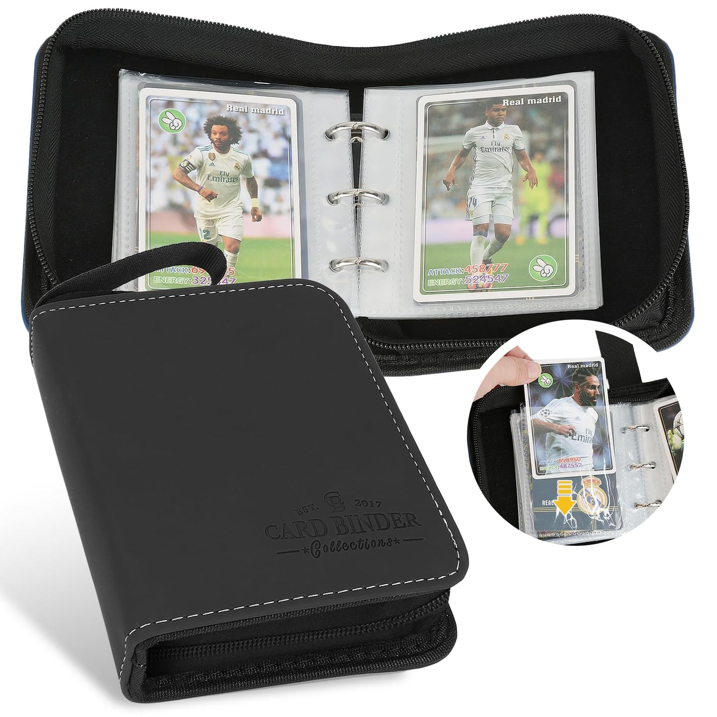 Hot 9 Pocket Card Binder, Premium Zip Trading Card Binder, 540 Double Sided Pocket PU Collection Binder, Collector Album, Card Folder for MTG, TCG, Sports Cards (Black)