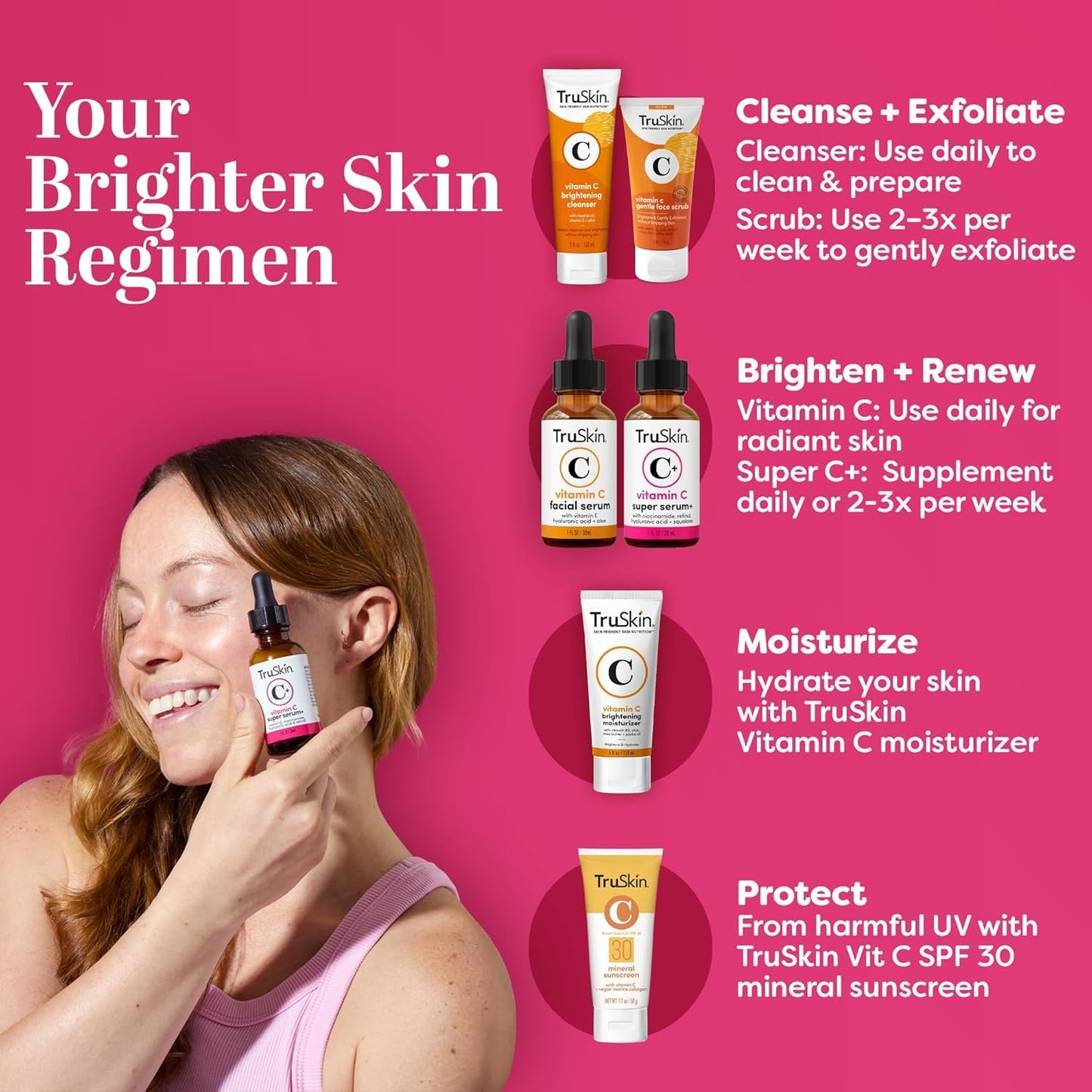 HotTruSkin Vitamin C Super Serum for Face - Five Skin Benefits in One Serum with Vitamin C, Retinol, Niacinamide, Hyaluronic Acid & Squalane - Brighten, Firm & Smooth the Look of Skin - 1 fl oz
