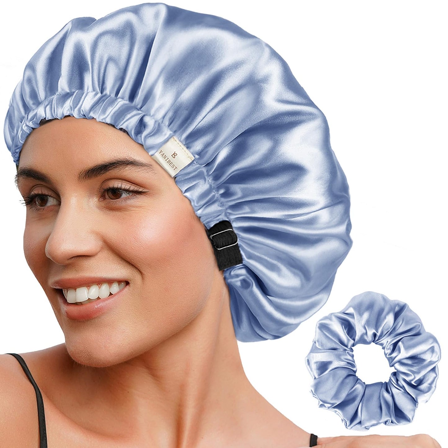 HotYANIBEST Adjustable Satin Bonnet Double Layer Hair Bonnet for Sleeping Bonnets for Women Hats Curly Natural Hair, Blush Pink | Double Layer, Reversible Bonnet, Natural Curly Coily, Maintain Moisture, Soft Adjustable Elastic Band Sleep Cap
