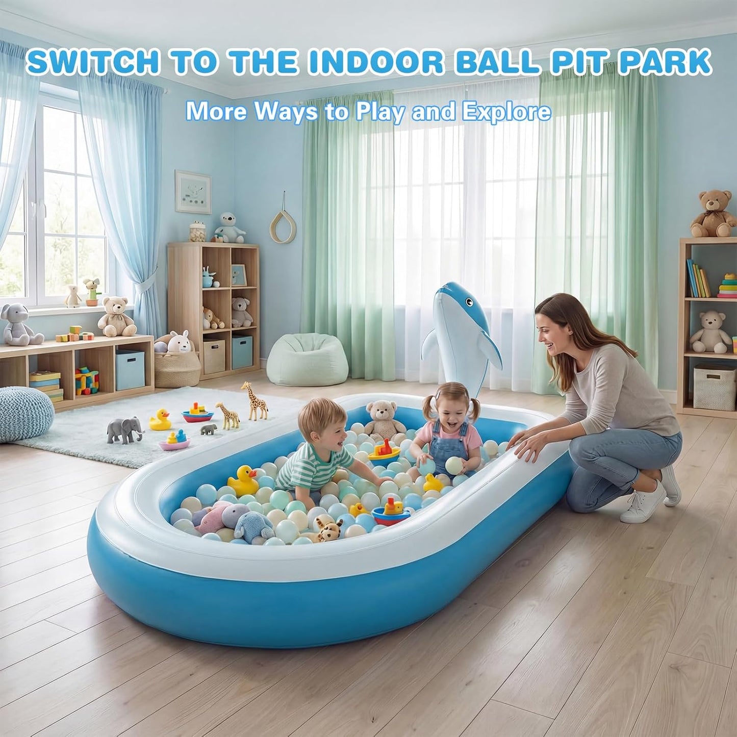 HotSplash Pads for Toddlers 1-3, Dolphin Toy Sprinkler for Kids, Outdoor Play Mat for Babies, 68" Backyard Inflatable Kiddie Pool, Splash Pad for Kids Ages 4-8, Birthday Gifts for 1 Year Old Boy Girl