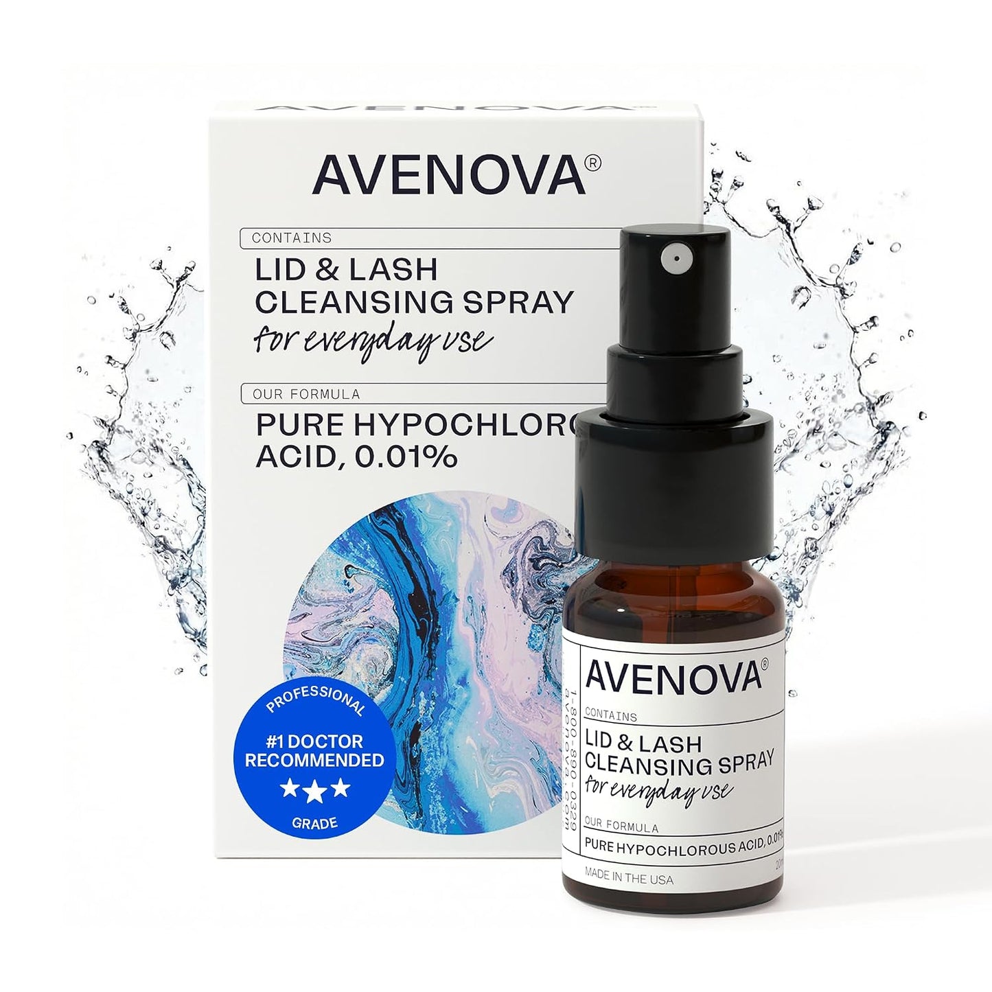 HotAvenova Eyelid Spray Cleanser for Lid & Lash, 20 ml Bottle | Gentle Everyday Pure Hypochlorous Acid Spray for Eye Irritation