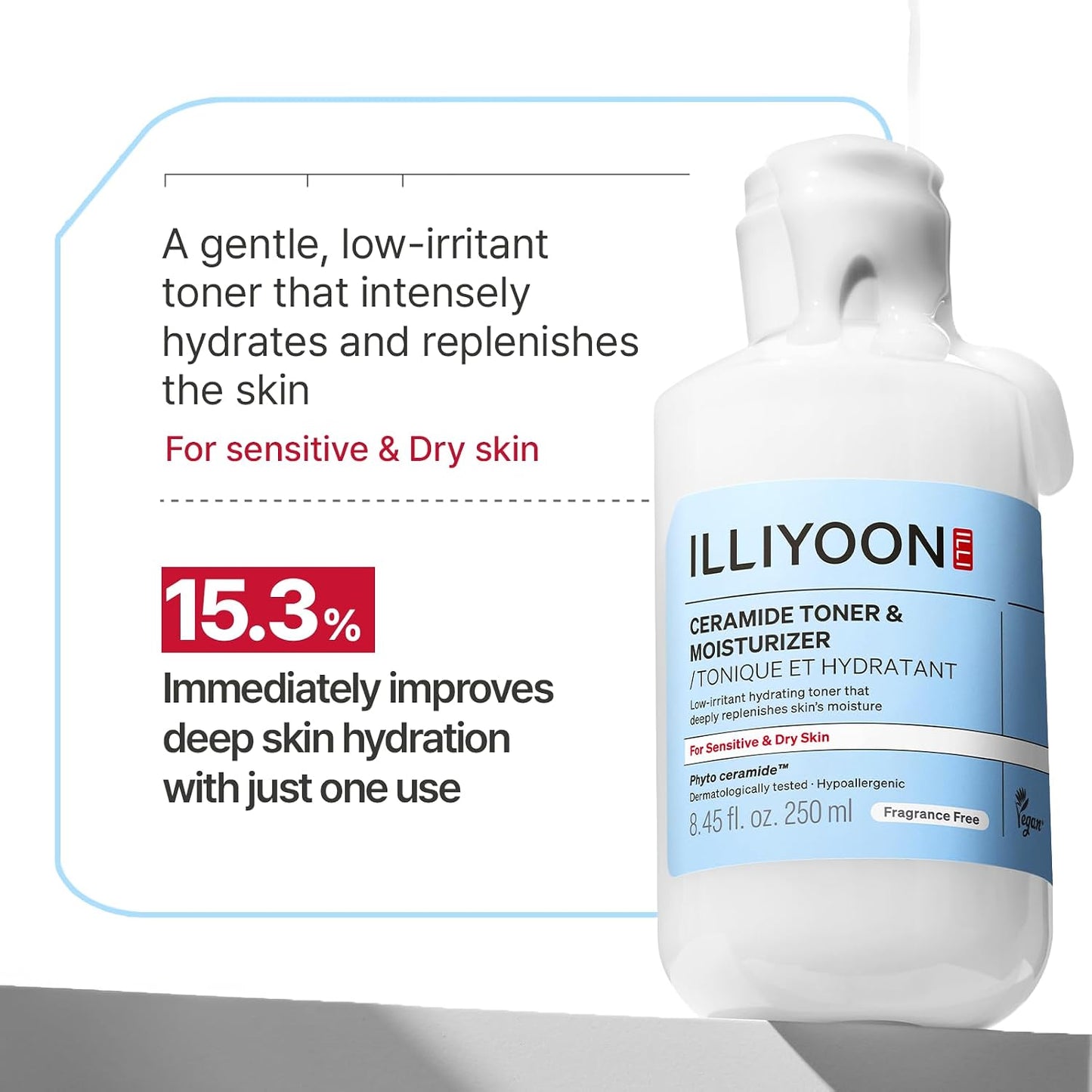 HotIlliyoon Ceramide ATO Moisturizing Milky Toner | Lightweight Milky Essence, 2-in-1 Hydrating Facial Toner for Dry & Sensitive Skin, Barrier Repair, Fragrance-Free, Korean Skincare, 8.45 fl.oz.
