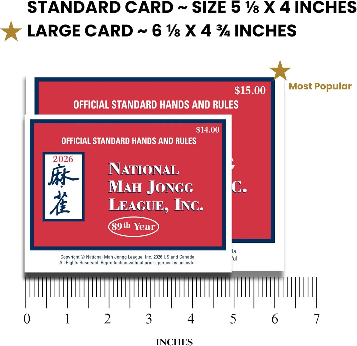 HotNational Mah Jongg League 2026 Mahjong Large Size Cards Four-Pack Bundle - Official Hands and Rules for American Mahjong (Four Large-Size Cards)