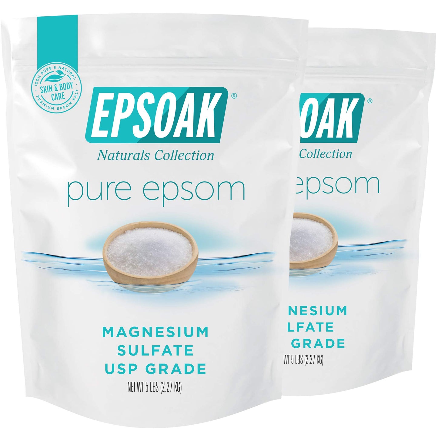 HotEpsoak Epsom Salt 19 lb. Magnesium Sulfate USP. Resealable Epsom Salt Bag Unscented, Made in The USA, Cruelty-Free Certified