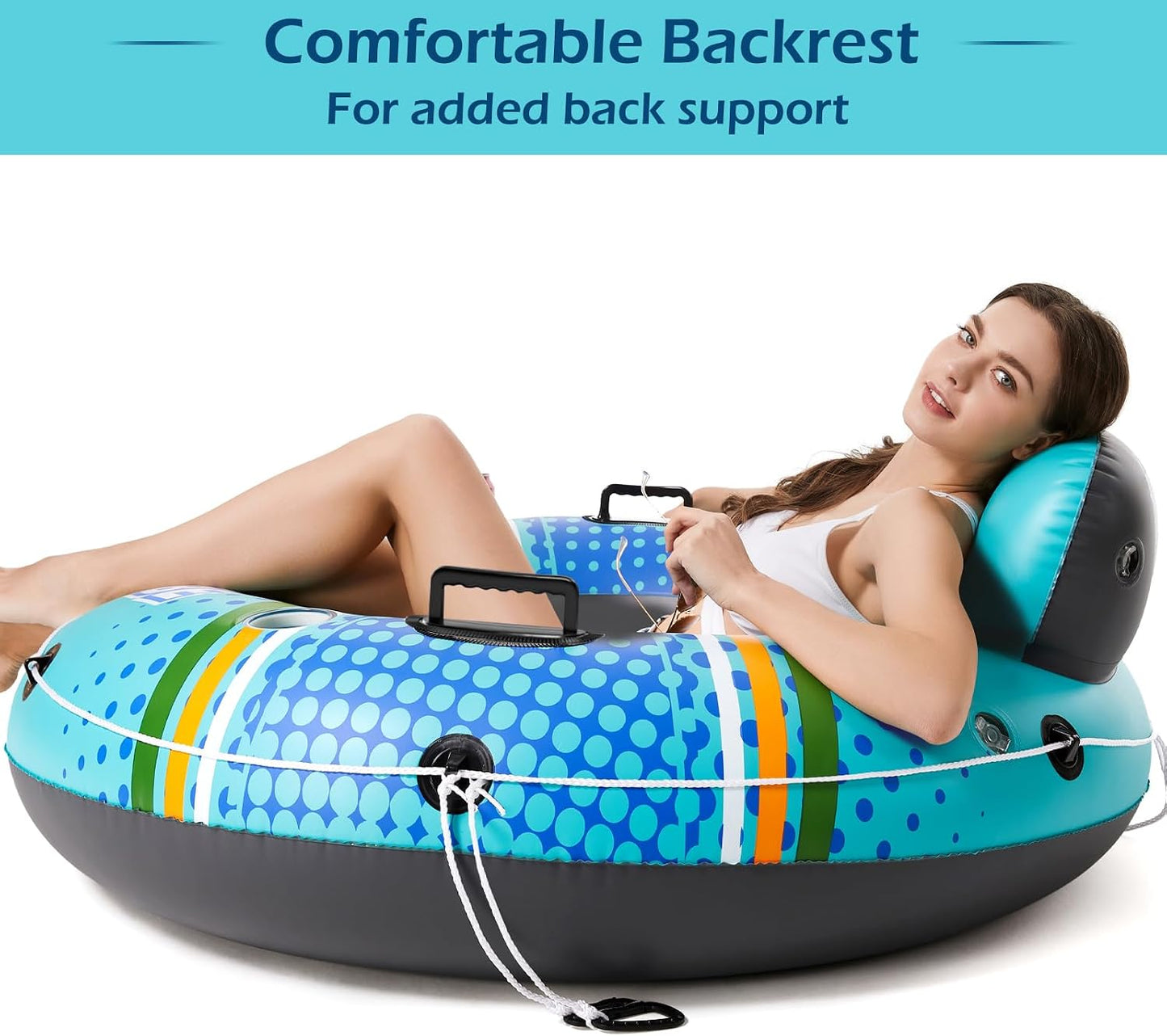 Hot Jasonwell Inflatable River Tube Float - Heavy Duty River Float Pool Floats Lake Premium Water Tubes for Floating Recreational River Raft Lounge Floaties with 2 Cup Holders for Adult