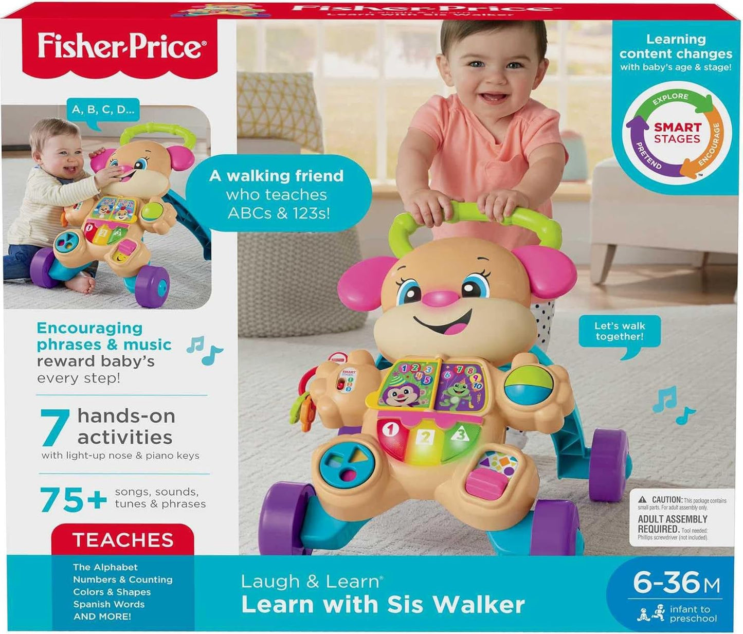 Hot Fisher-Price Laugh & Learn Smart Stages Learn With Sis Walker, Pink