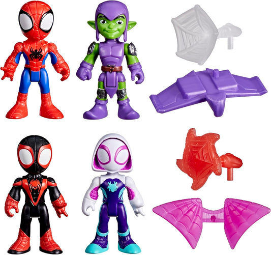HotMarvel Spidey and His Amazing Friends Web-Slinging Adventure Set, 3-Inch-Scale (7.6 cm) Action Figure Set, Spider-Man Toys for Kids Ages 3+ (Amazon Exclusive)