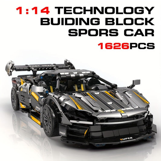 1626-Piece 1:14 Scale Cool Black Sports Car Building Blocks Set - Compatible With Major Brick Brands, Perfect For Youngsters Ages 8-12, Idea