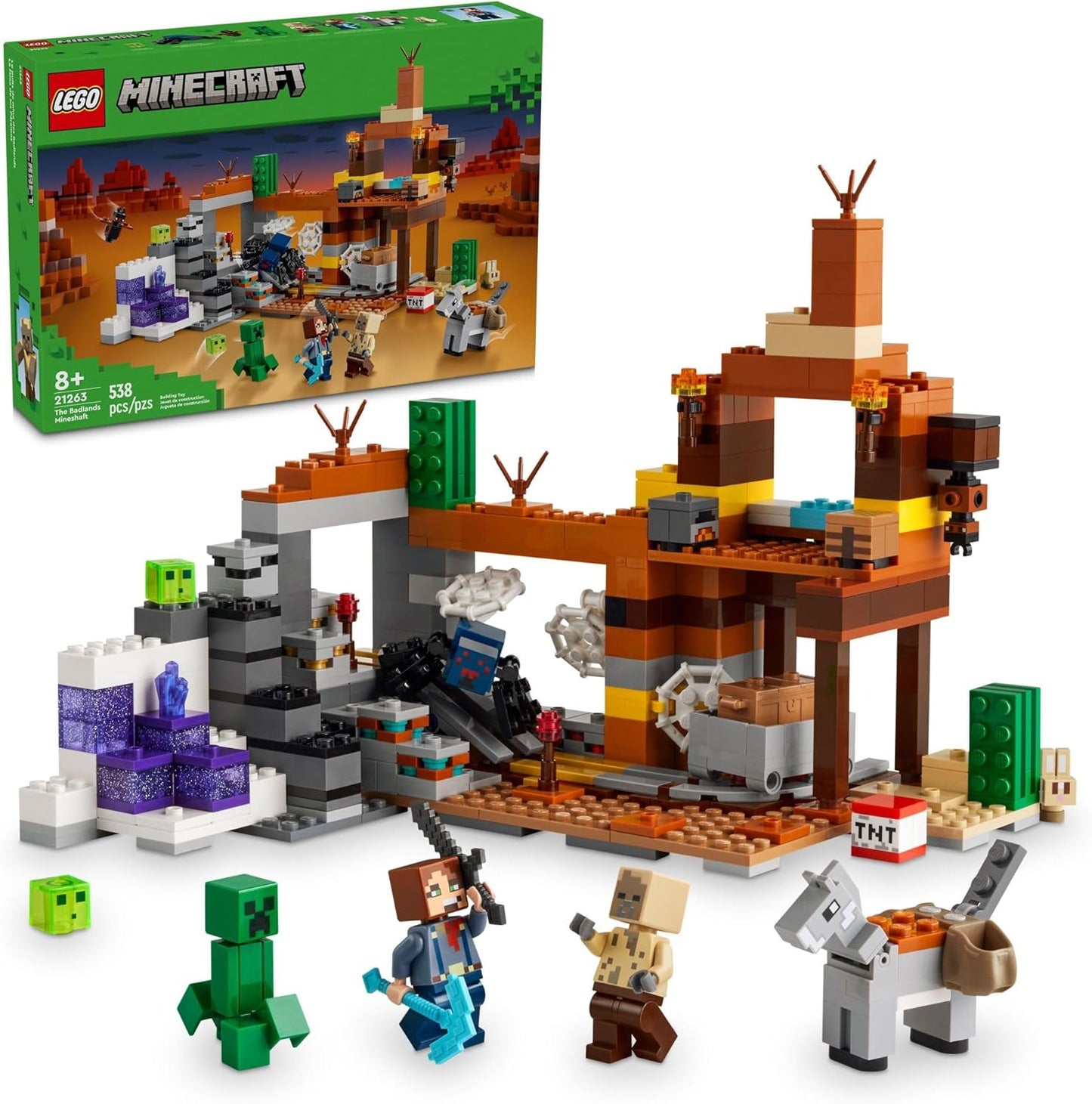 HotLEGO Minecraft The Badlands Mineshaft - Building Toys for Boys & Girls, Ages 8+ - Video Game Toy for Kids - W/Minecraft Minifigures - Gift for Birthdays - 21263
