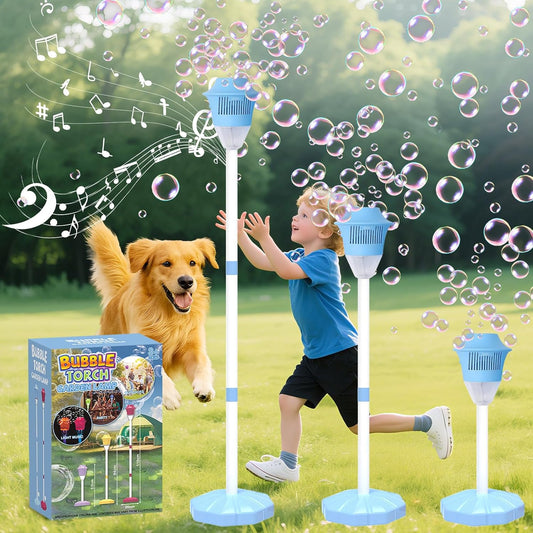 HotInfowush Bubble Machine for Kids, Automatic Standing Bubble Maker Machine Height Adjustable Up to 47 Inches Outdoor Battery Bubble Machine with Light/Music for Toddlers Birthday Party Gifts（Blue）