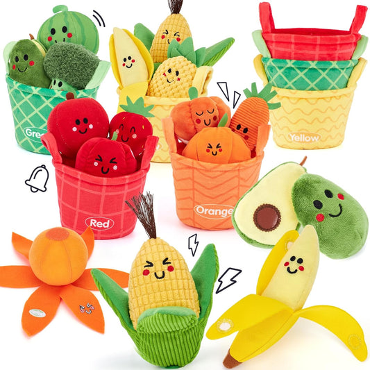 Hothahaland Baby Sensory Toys - 16 PCS My First Fruit Vegetable Color Sorting Play Food Crinkle, Rattle, Baby Toys 6-12 Months Montessori Toys for 1 Year Old Boy Girl Gifts 6 9 Month Old Toy One Year Old