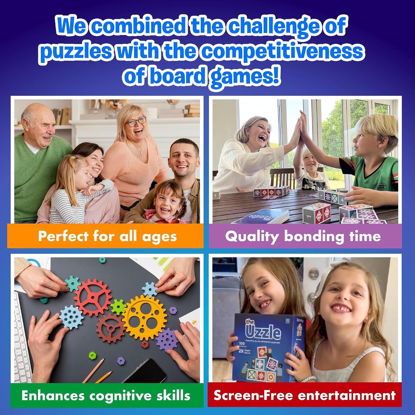 HotThe Uzzle 3.0 Board Game, Family Board Games for Children & Adults, Block Puzzle Games for Ages 4+