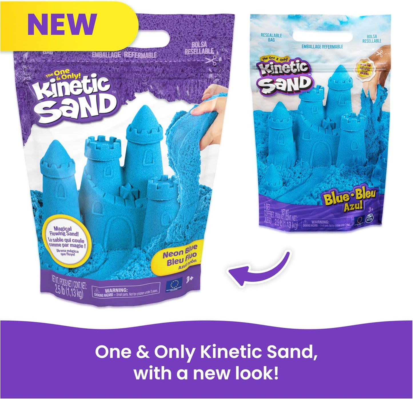 Hot Kinetic Sand 2.5lb Blue Amazon Exclusive, Moldable Sensory Toys, Ages 3+