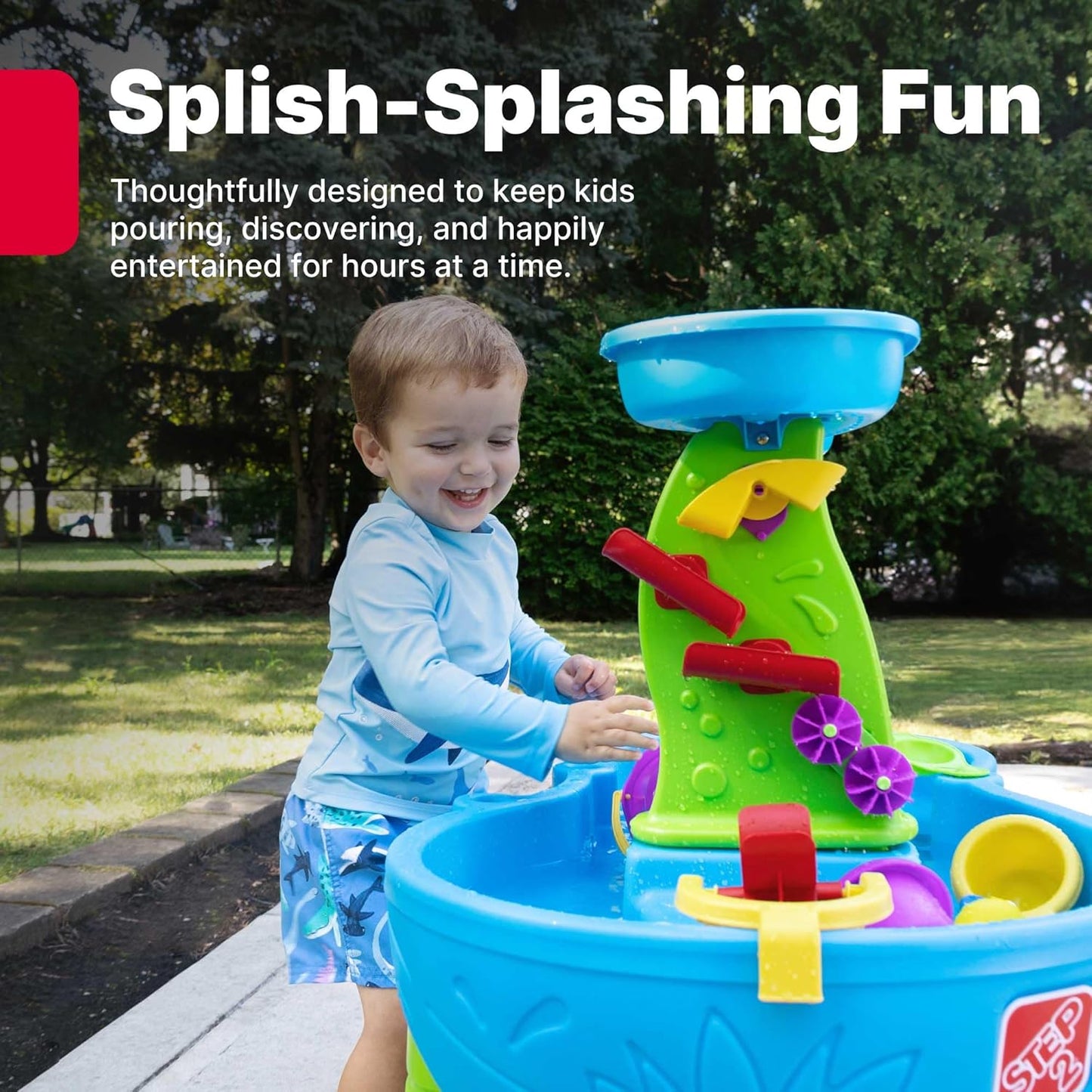 HotStep2 Rain Showers Splash Pond Water Table, Kids Water and Sand Activity Sensory Playset, Summer Outdoor Toys, 13 Piece Water Toy Accessories, For Toddlers 1.5+ Years Old, Blue & Green