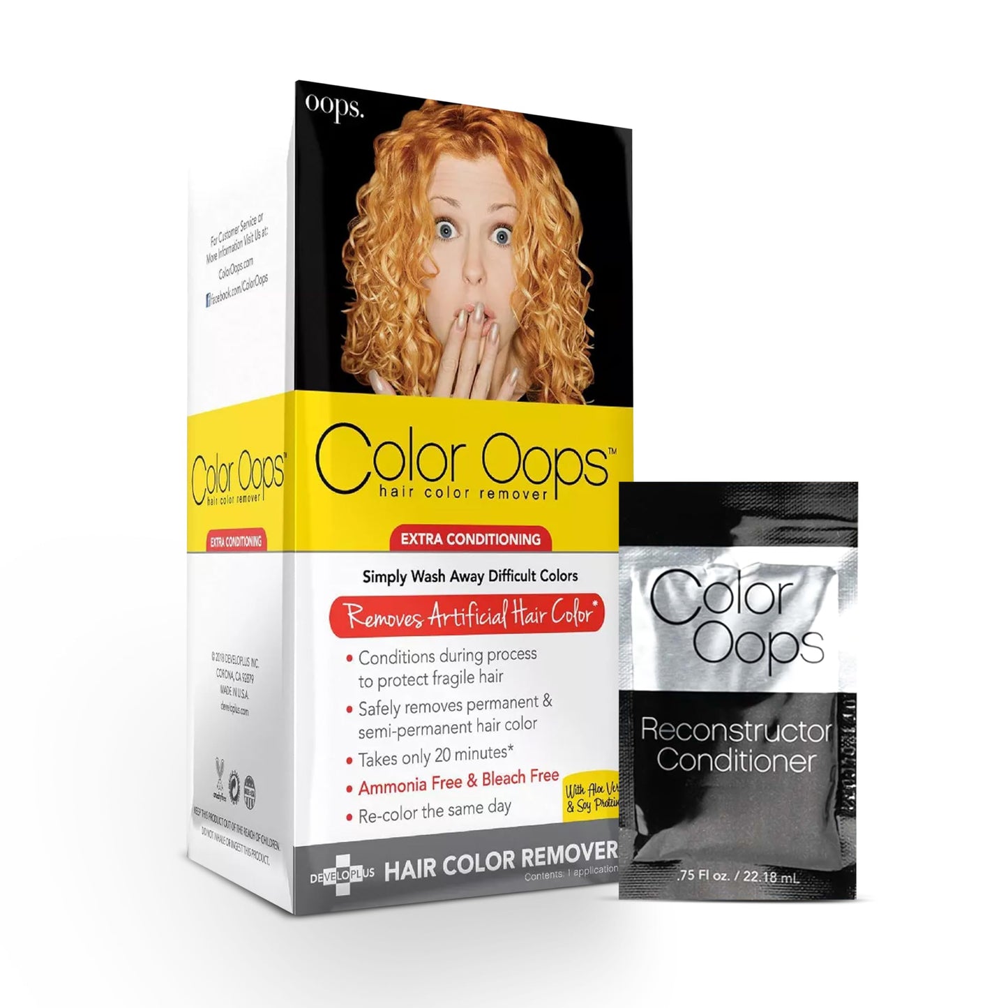 HotColor Oops Extra Conditioning Hair Color Remover, 1 Application | Processes in 20 Minutes, Safely Removes Permanent & Semi-Permanent Dye, Ammonia & Bleach Free