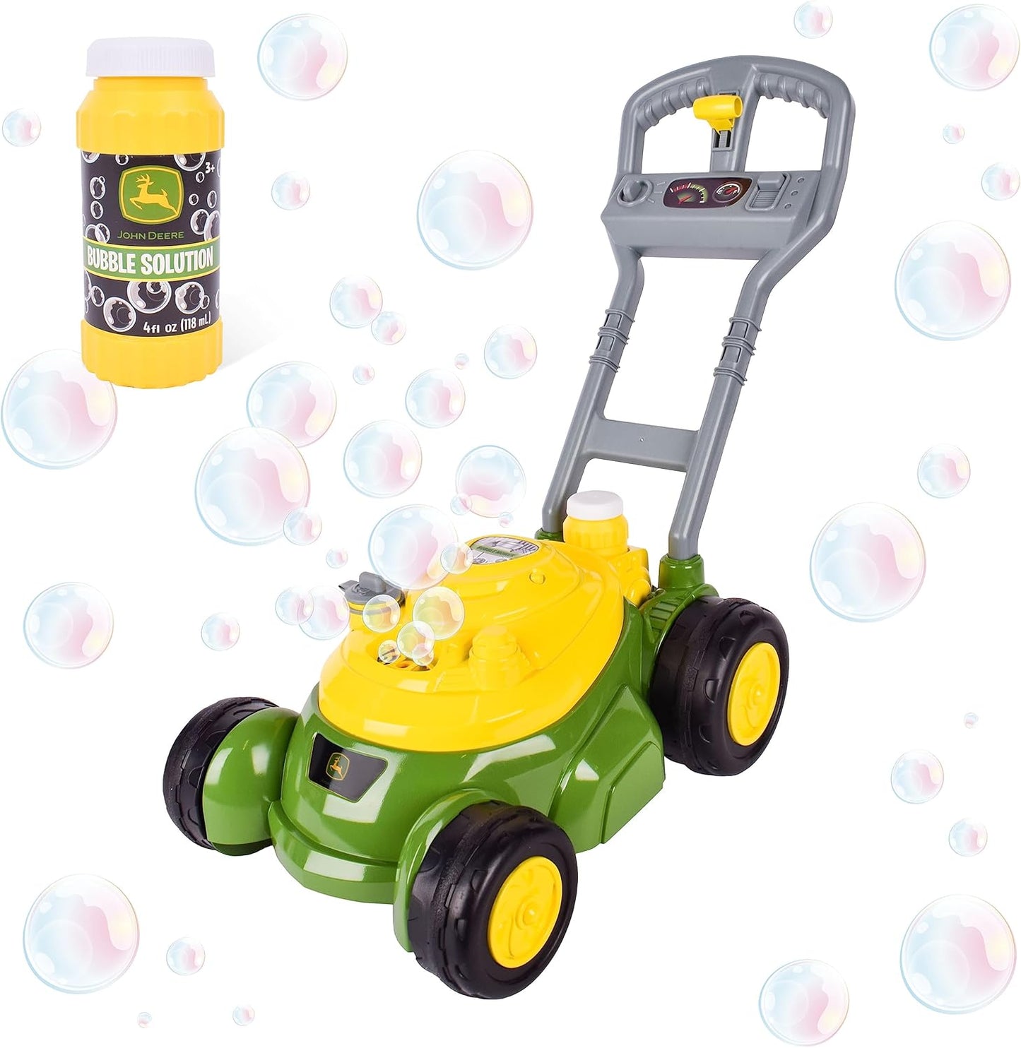 HotJohn Deere Bubble Lawn Mower for Toddlers, Bubble Blowing Machines, Indoor and Outdoor Gardening Toy, Birthday, Party Favor for Preschool Girls and Boys, No Batteries Required, 2+