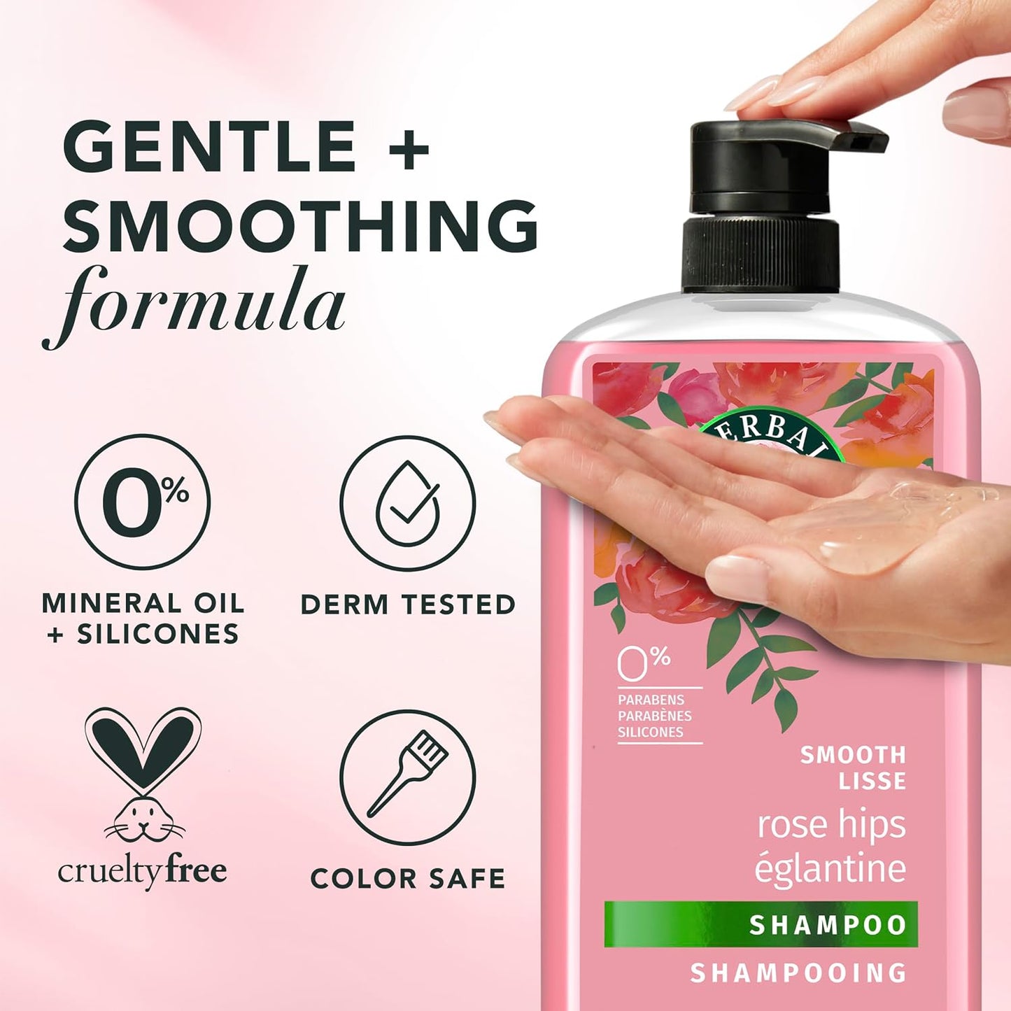 HotHerbal Essences Shampoo & Conditioner Set, Rose Hips - Smooth Collection, Paraben-Free, Color-Safe, Shiny Hair with Jojoba & Vitamin E, 29.2 Fl Oz Each, 2-Pack