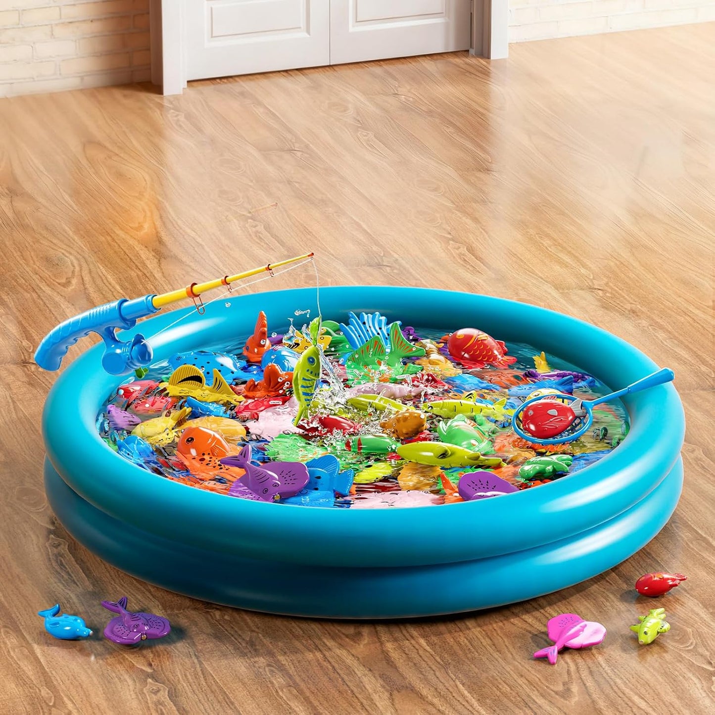 Hot NIPLOOOW Pool Fishing Toys Games, Water Table Bathtub Toy with Inflatable Pool Pole Rod Net Plastic Floating Fish, Birthday Gifts for Kids Age 3 4 5 6 Year Old,Kids Outdoor Toys