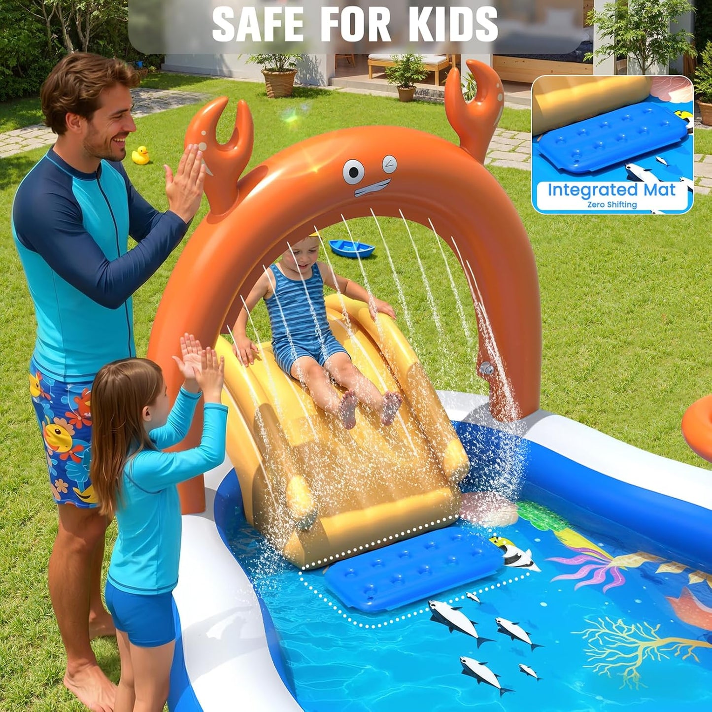 Hot StarOcean 2026 Large Inflatable Play Center,Kiddie Pool with Water Slide&Sprinkler,121''x71"x51''Inflatable Toddler Pool with Slide,BlowUp Water Play for Toldder,Inflatable Water Park for Kid Backyard