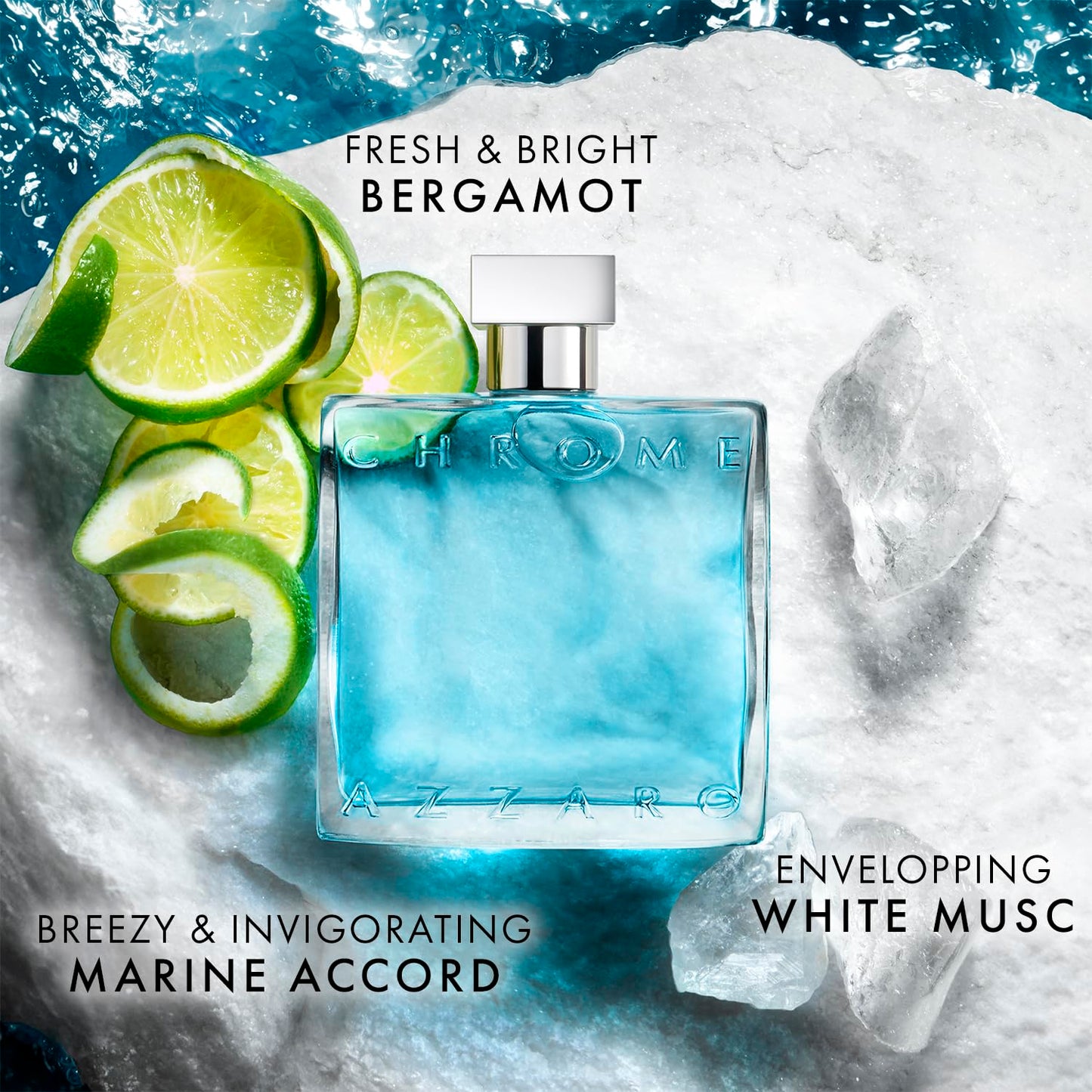 Hot Azzaro Chrome Eau de Toilette - Fresh Aquatic Mens Cologne - Citrus, Woody, Musky Fragrance -Fresh Notes of Bergamot - Everyday Wear - Classic Summer Beach Scent - Luxury Perfumes for Men
