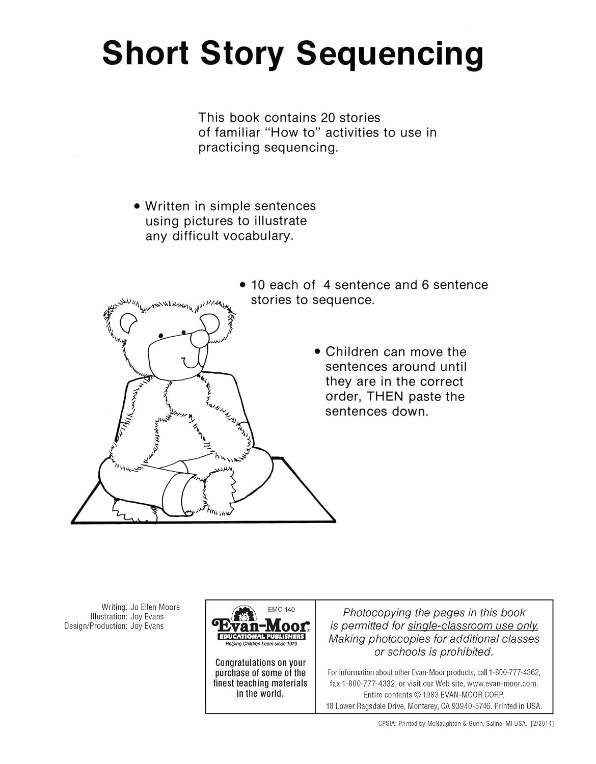 Hot Evan-Moor Short Story Sequencing, Grades 1-2 - Teacher Reproducibles Print