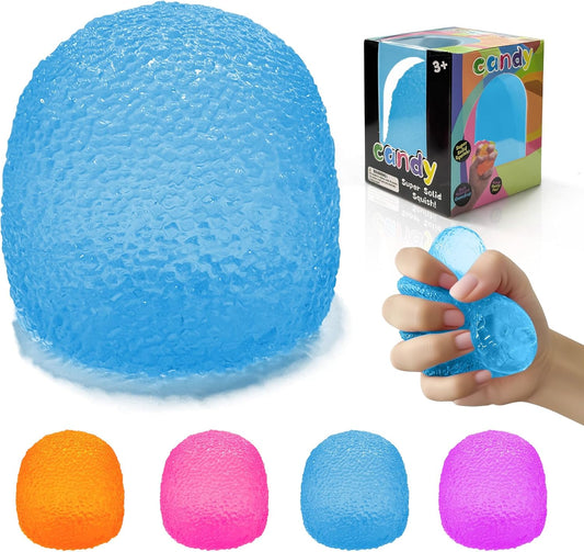Hot Stress Balls-Gumdrop Squishy Stress for Kids and Adults, Super Solid Squeeze Ball, Sensory for Stress Relief, Birthday, Easter Basket Stuffers and Party Favors (Blue)