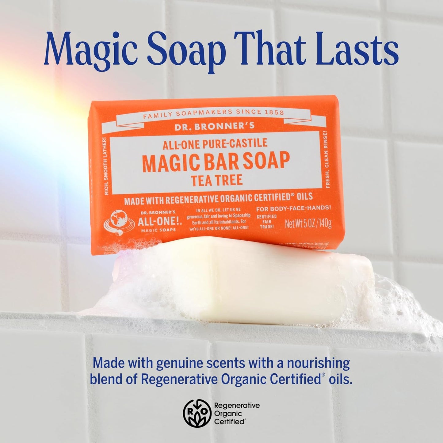 HotDr. Bronner's Pure-Castile Magic Bar Soaps (5 Ounce Variety Gift Pack) Almond, Unscented, Lavender, Peppermint, Citrus, Rose - Made with Regenerative Organic Certified Oils, Vegan, Non-GMO