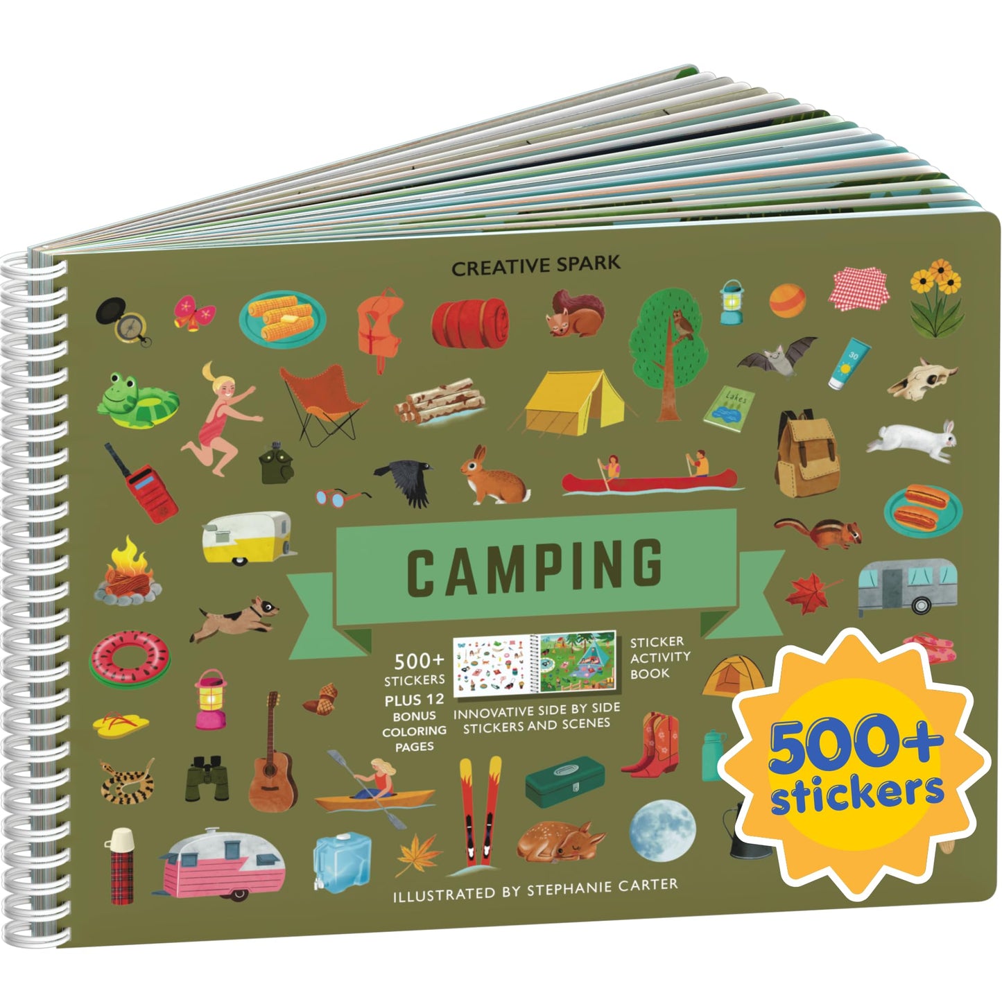HotAnimals Habitat 500+ Kids Sticker Book by Cupkin Toddler Airplane Travel Activity Coloring and Sticker Book, Road Trip Essentials, 12 Coloring Pages + 12 Scenes for Ages 2–8 Years