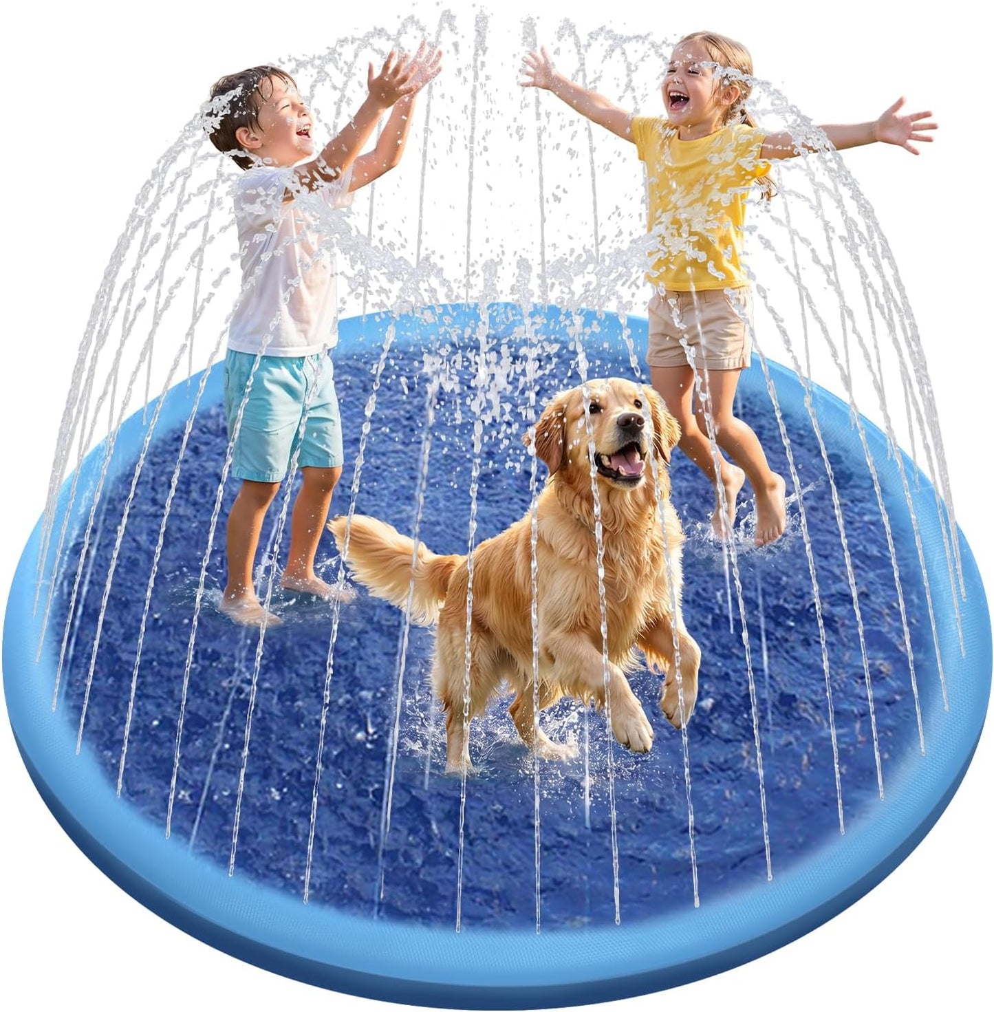 HotRaxurt Non-Slip Splash Pad for Kids and Dog, 67'' Splash Pad Thicken 0.58mm for Kids Ages 4-8 Toddler Baby Splash Sprinkler Pad Dog Pool Summer Outdoor Water Toys for Boys Girls