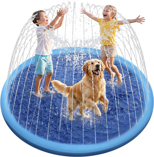 HotRaxurt Non-Slip Splash Pad for Kids and Dog, 67'' Splash Pad Thicken 0.58mm for Kids Ages 4-8 Toddler Baby Splash Sprinkler Pad Dog Pool Summer Outdoor Water Toys for Boys Girls