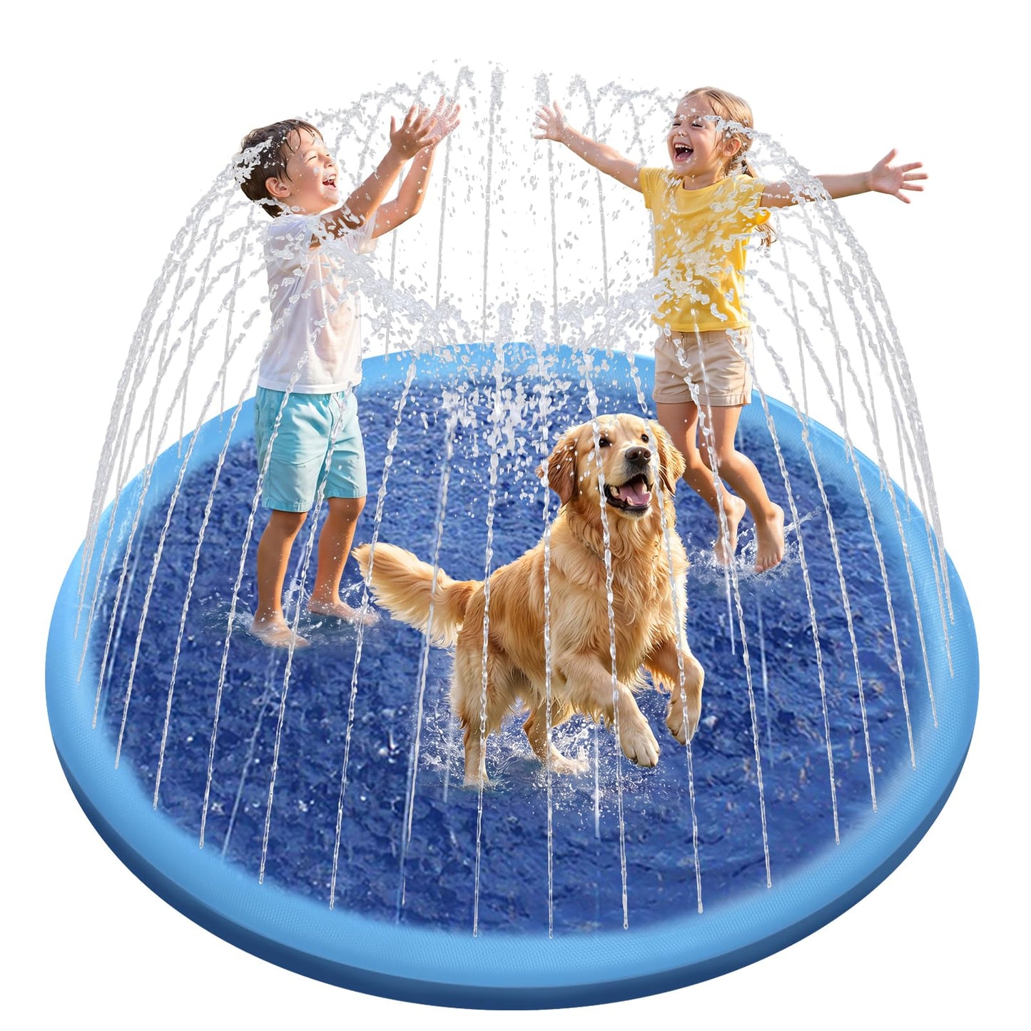 HotRaxurt Non-Slip Splash Pad for Kids and Dog, 67'' Splash Pad Thicken 0.58mm for Kids Ages 4-8 Toddler Baby Splash Sprinkler Pad Dog Pool Summer Outdoor Water Toys for Boys Girls
