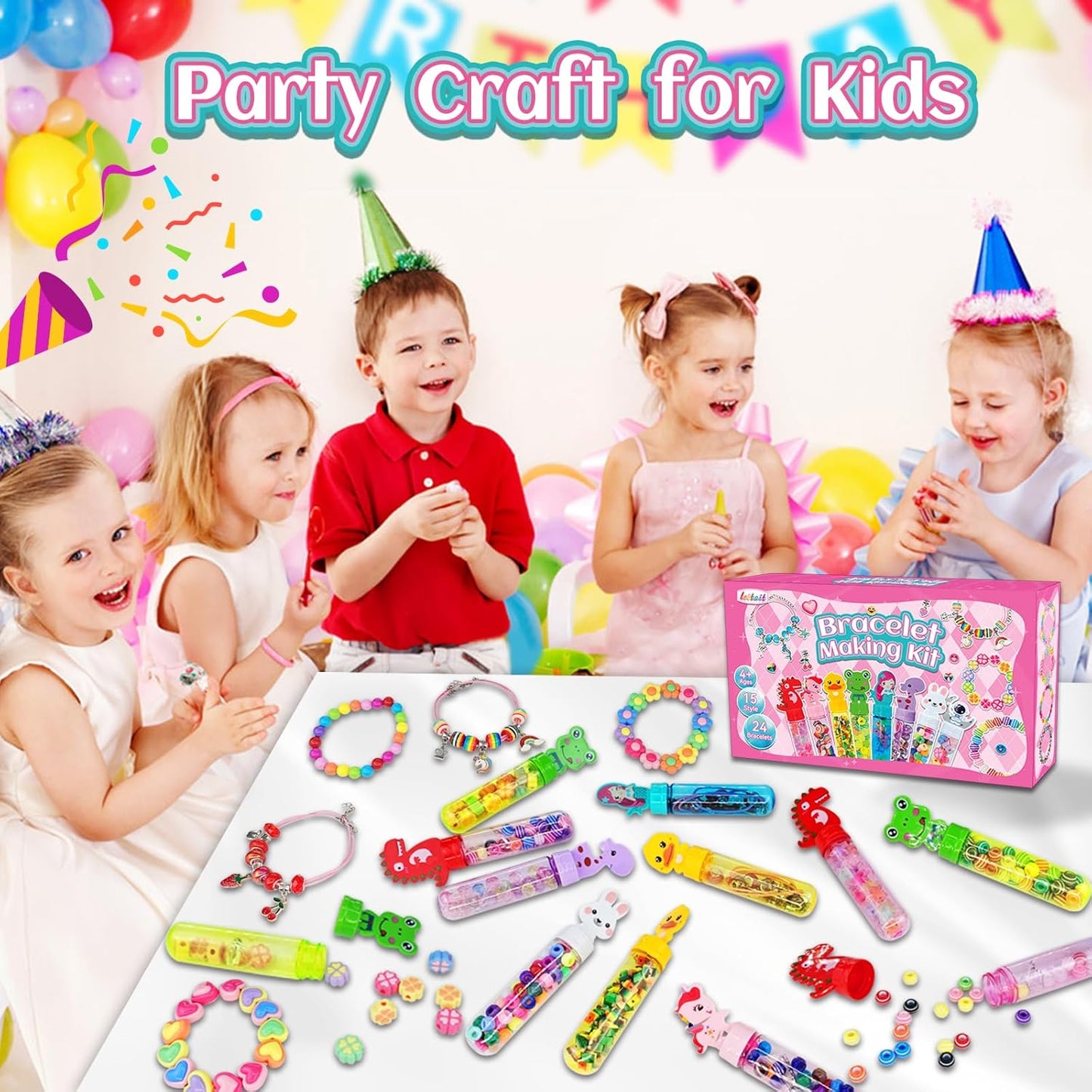 Hot leitait 24 Pack Bracelet Wands,Charm Bracelet Jewelry Making Kit,Arts Crafts for Kids,Unicorn Party Favors Supplies,Goodie Bags Stuffers,Classroom Prizes,Birthday Gifts for Girls Ages 4-8 Years Old