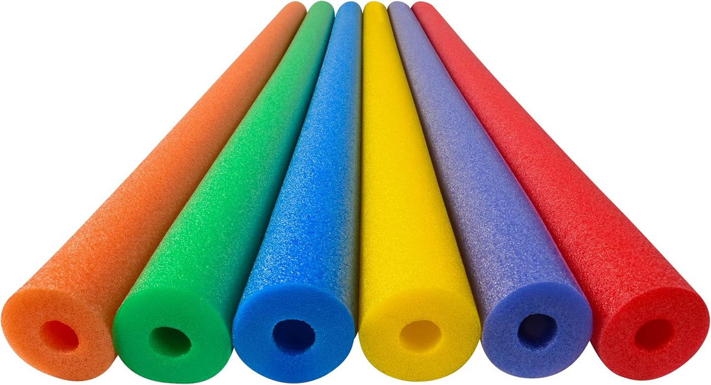 HotPlay22 Pool Noodles Foam 6 Pack - Extra Dense Foam Swim Noodles for Pool, Lake & Float Training - 6 Bright Colors - Durable, Multi-Use Water & Exercise Tubes