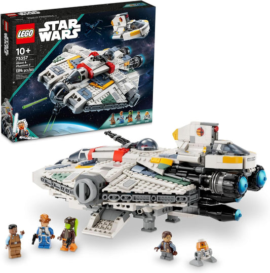 Hot LEGO Star Wars Ahsoka Ghost and Phantom II Spaceship Toy - Star Wars Building Toys Set for Kids, Boys & Girls, Ages 10+ - Gifts for Birthdays - 5 Minifigures - 75357
