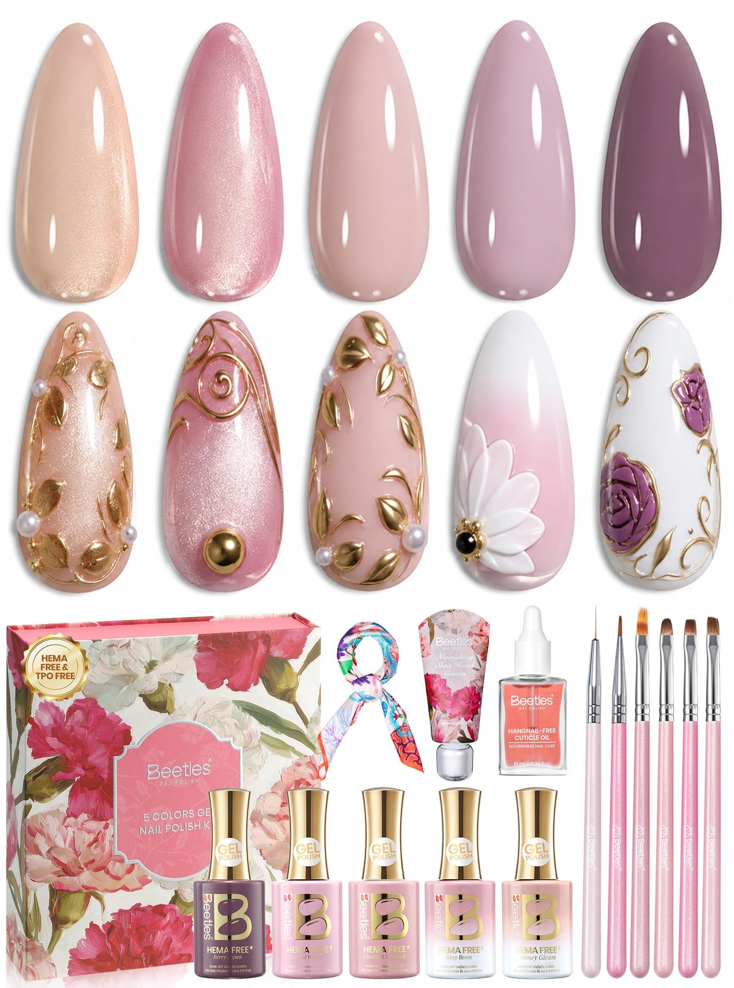 HotBeetles Gel Nail Polish Kit with U V Light - 80Pcs 55 Colors Gel Nail Kit | Color Enchantment with Everything Base Top Coat Beginner Starter at Home Nails Kit Manicure DIY Salon Tools Gifts for Women