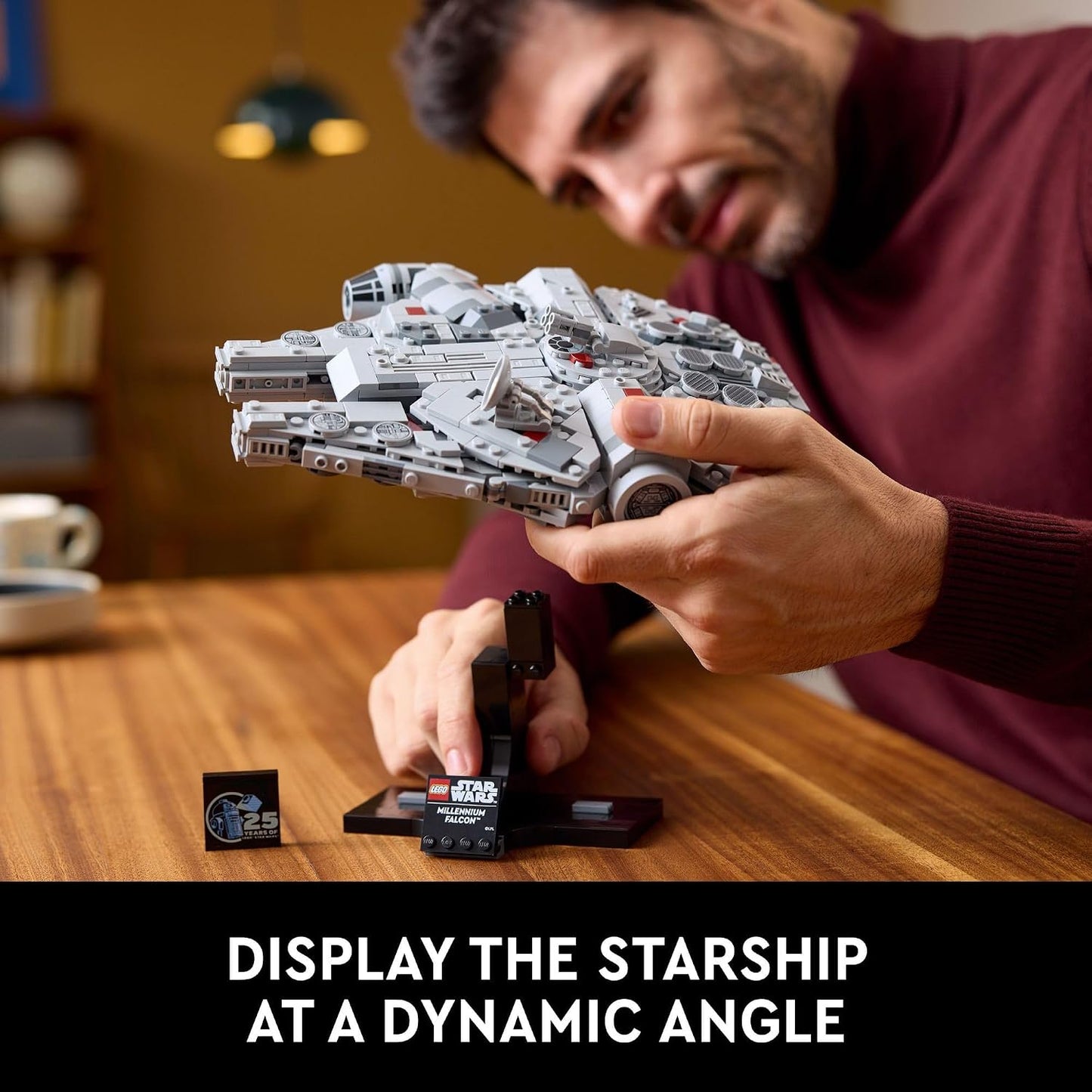 HotLEGO Star Wars Millennium Falcon 25th Anniversary Collectible - DIY Building Set for Adults, Men & Women, Ages 18+ - A New Hope Model with Display Stand - Star Wars Gift - 75375