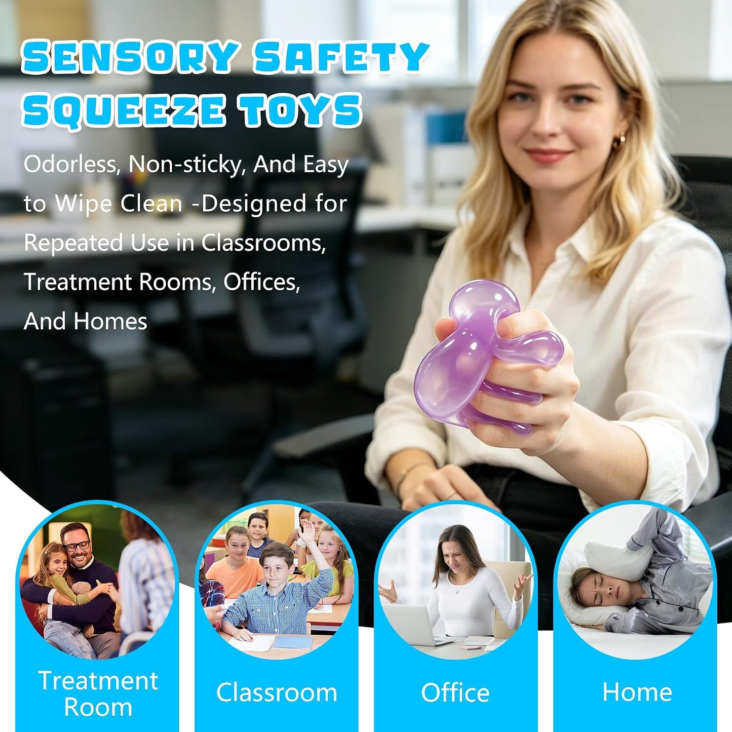 Hot 2 PCS Coconut Oil Squishy – Formable No-Rebound Stress Relief Balls, Sensory Fidget Toys for Study Work & Relaxation, Calming Desk Decor Anxiety Relief Gifts for Kids & Adults(Blue+Pink)