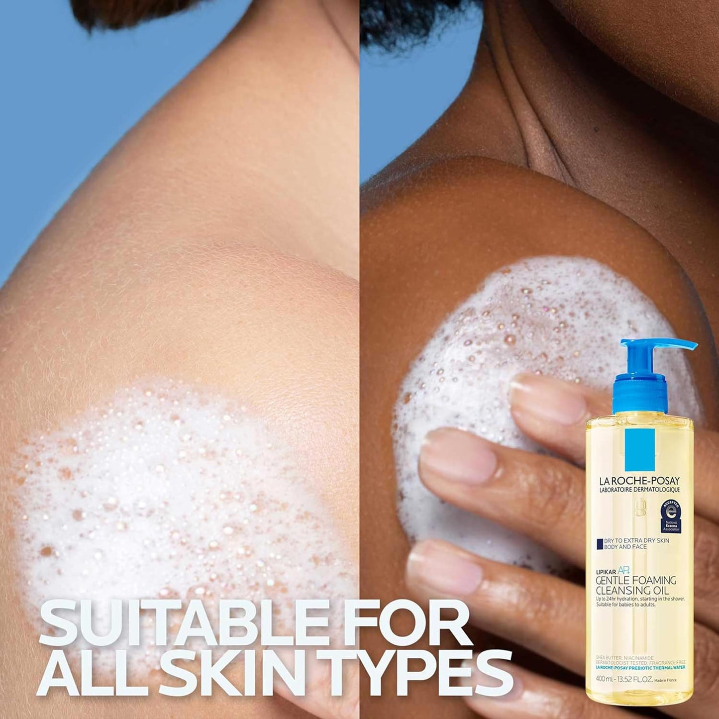 HotLa Roche-Posay Lipikar AP+ Gentle Foaming Cleansing Oil, Gentle Oil Cleanser for Face and Body Formulated with Niacinamide, Long-Lasting 24-hour Hydration, Fragrance-Free & Soap Free