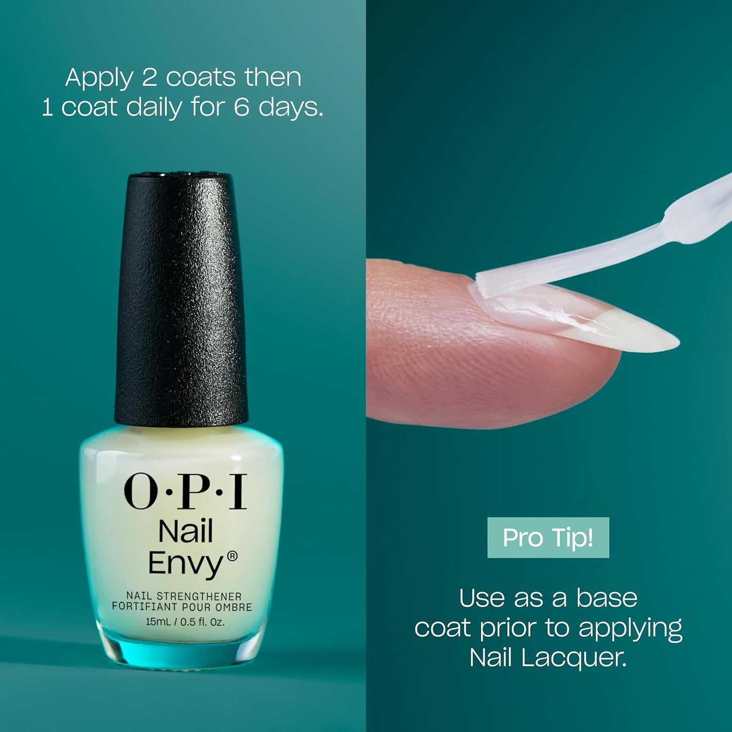 HotOPI Nail Envy Nail Strengthener | Clear & Opaque Crème Nail Polish Treatment | Strengthen Weak & Thin Nails