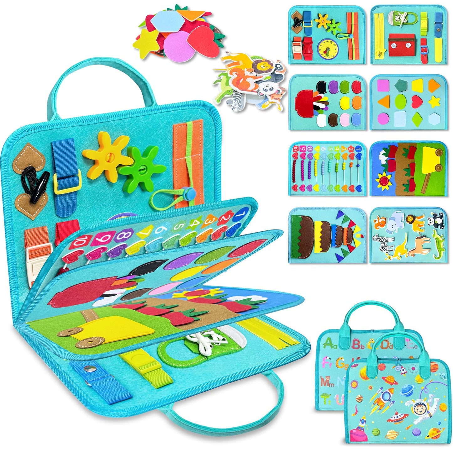 HotExorany Busy Board Montessori Toys for Toddler Girl Birthday Gifts, Busy Book Sensory Learning Toys for Toddlers, Toddler Girl Airplane Car Travel Toy Educational Activities