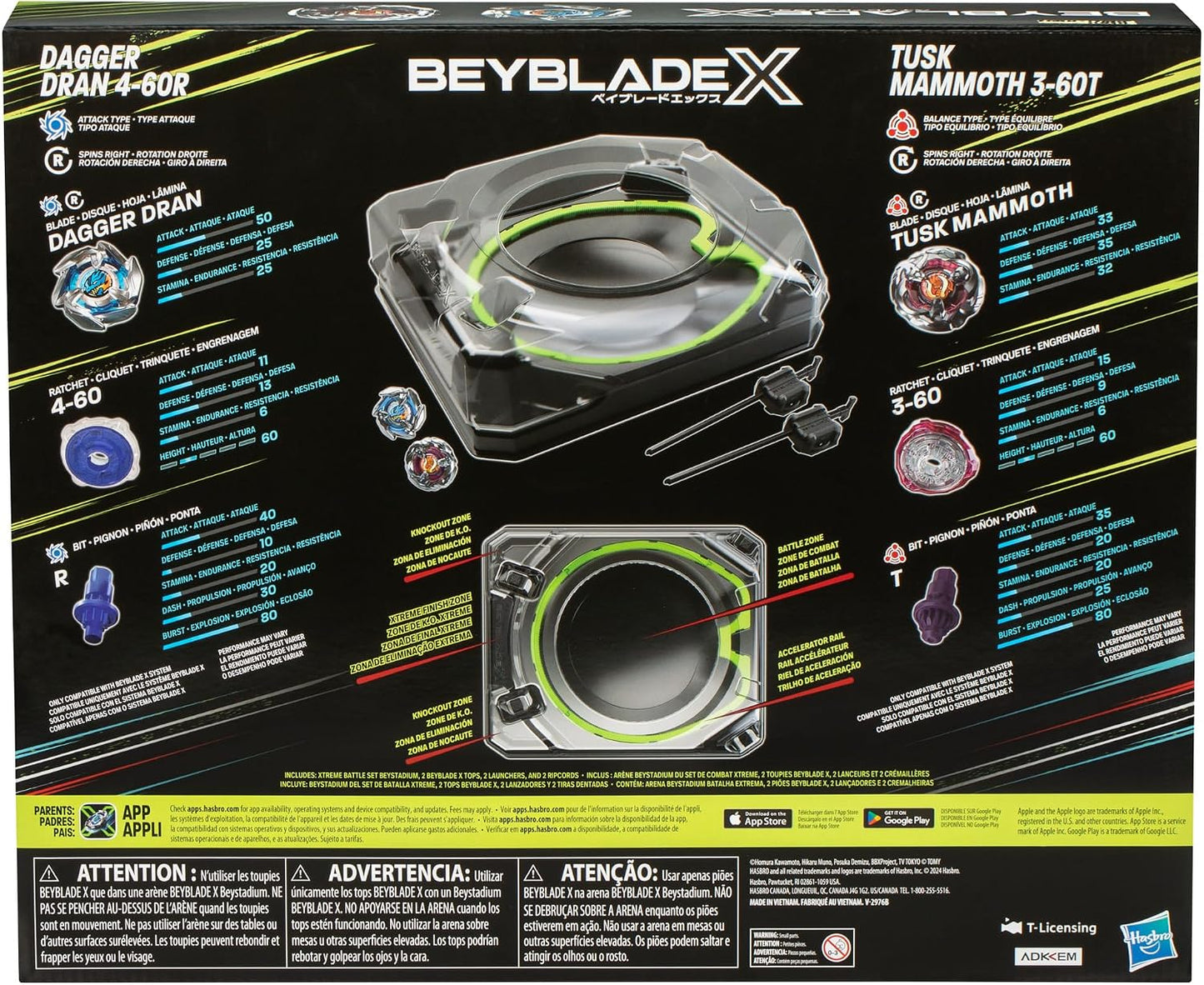 HotBeyblade X Xtreme Battle Set with Beystadium Arena Featuring X-Celerator Rail, 2 Right-Spinning Top Toys, 2 Launchers, Toys for Boys and Girls, 8+